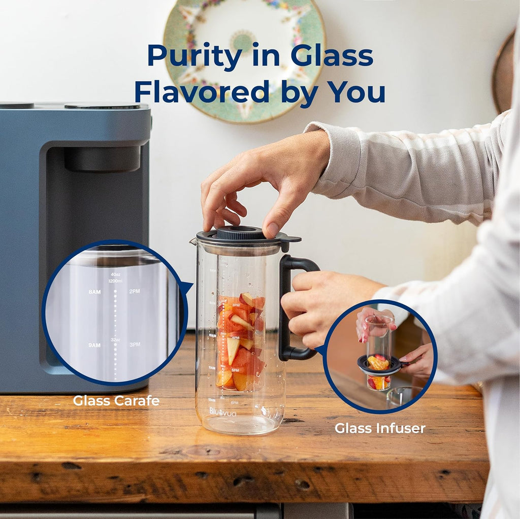 Système d'osmose inverse Bluevua RO100ROPOT-Lite (UV), purificateur d'eau de comptoir, purification en 7 étapes, avec fonctions UV et de reminéralisation, surveillance du TDS et de la durée de vie du filtre