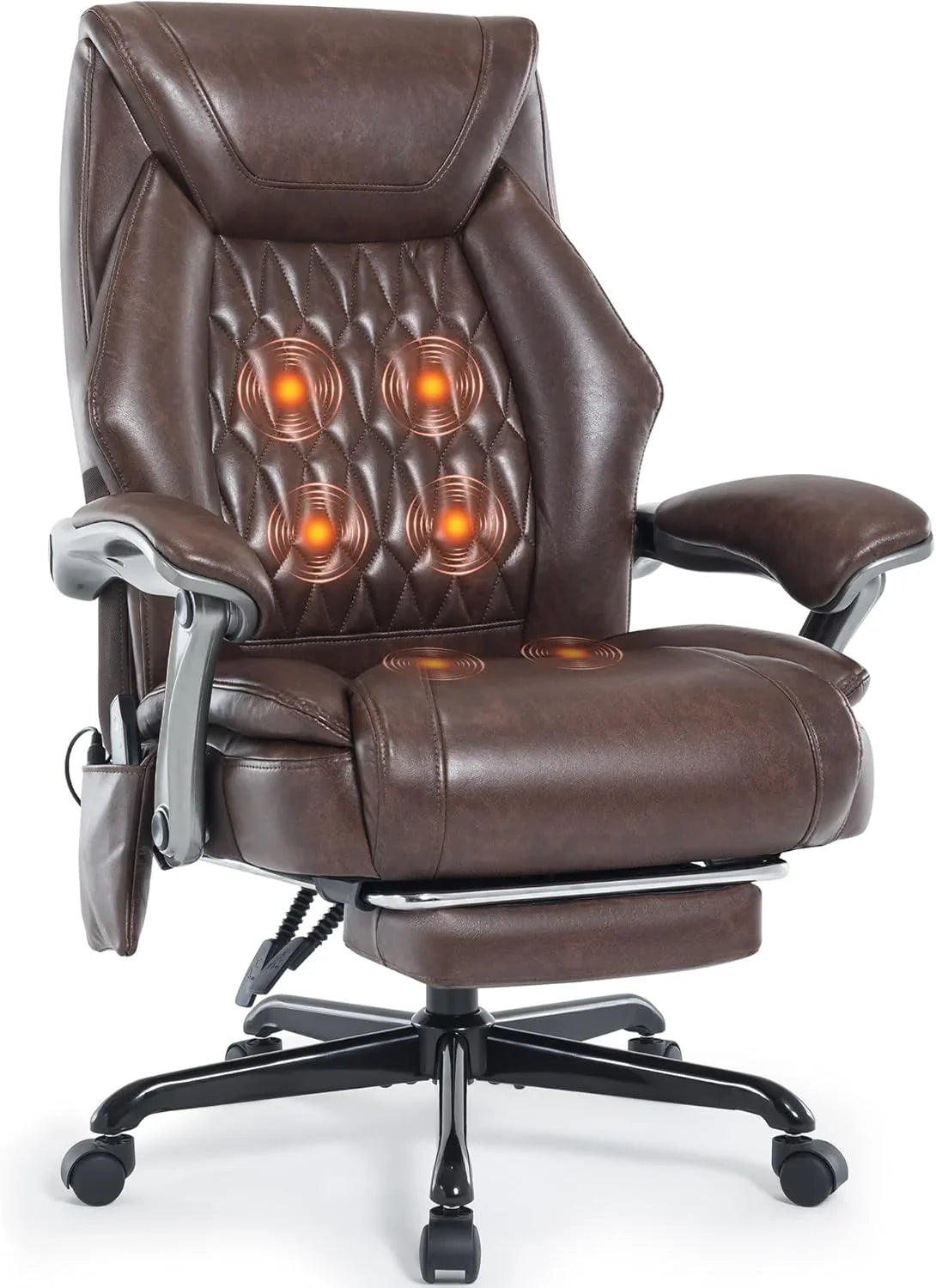 Fauteuil de bureau massant avec chauffage et repose-pieds Fauteuil de bureau ergonomique inclinable pour cadres