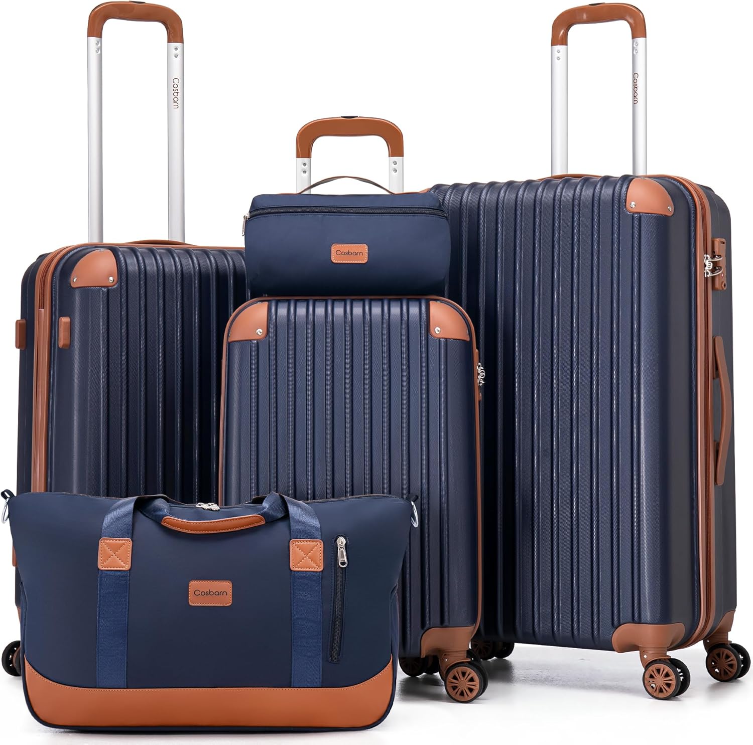 Ensemble de bagages 5 pièces avec valises à roulettes, valise rigide en ABS
