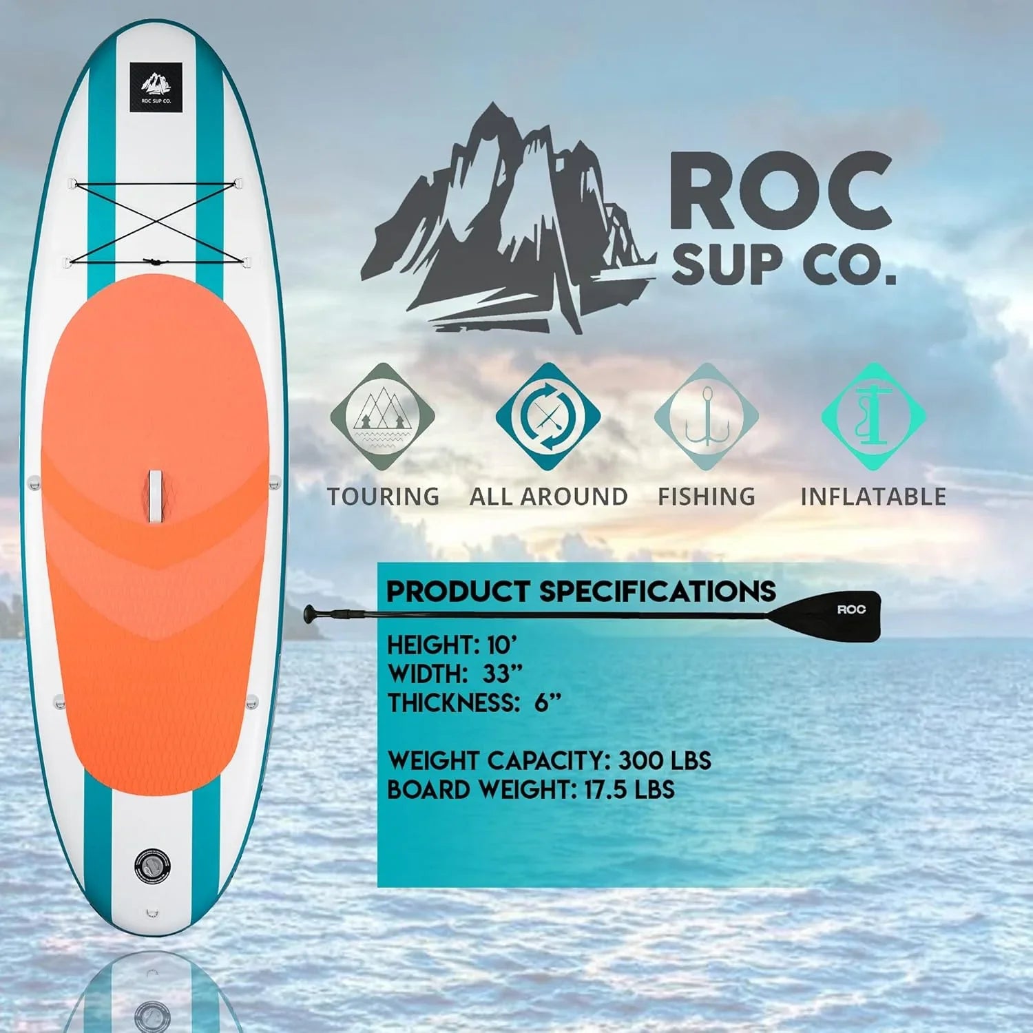 Planche de stand-up paddle gonflable ROC, accessoires de planche SUP paddle de haute qualité