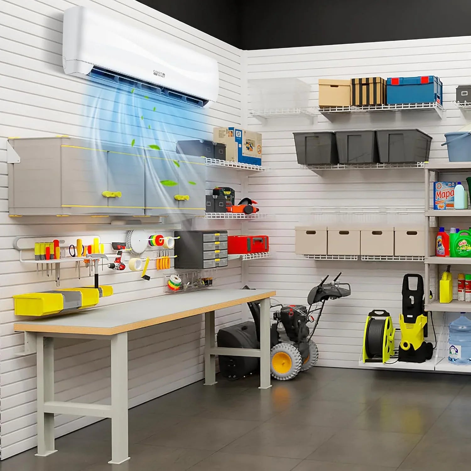 Climatiseur et chauffage mini-split Costway 12 000 BTU, 20 SEER2 115 V, unité de climatisation murale sans conduit, refroidit les pièces jusqu'à 750 pi²