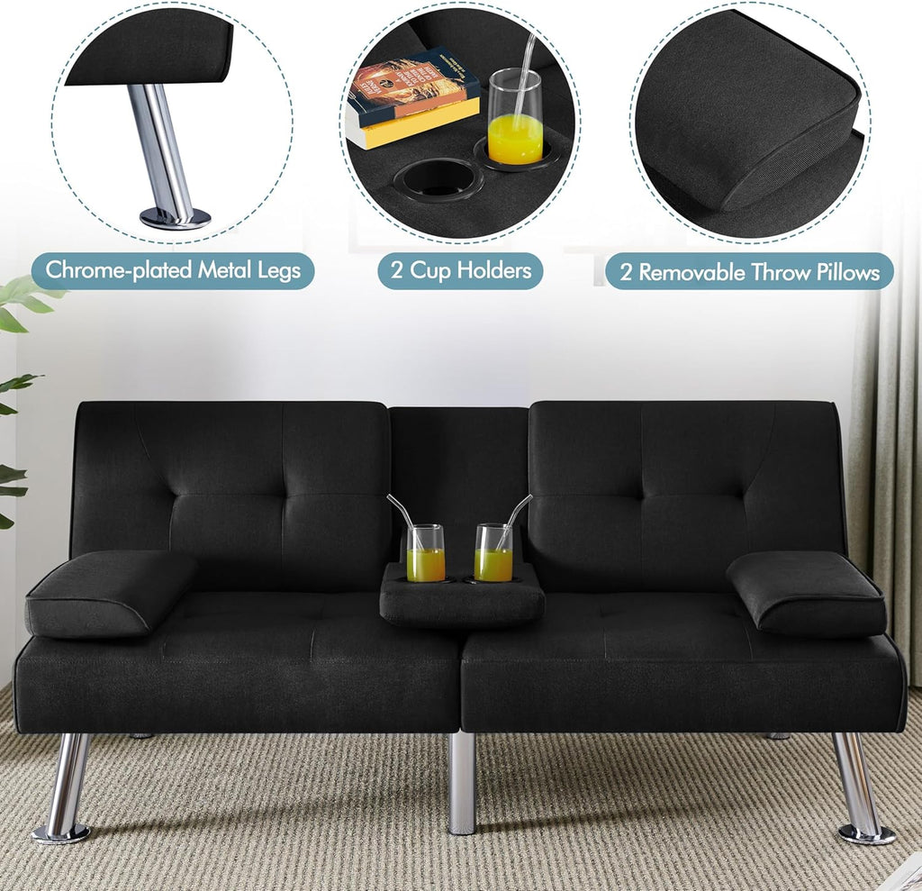 Canapé-lit convertible moderne en similicuir pour la maison, inclinable, double, pliable, pour invités