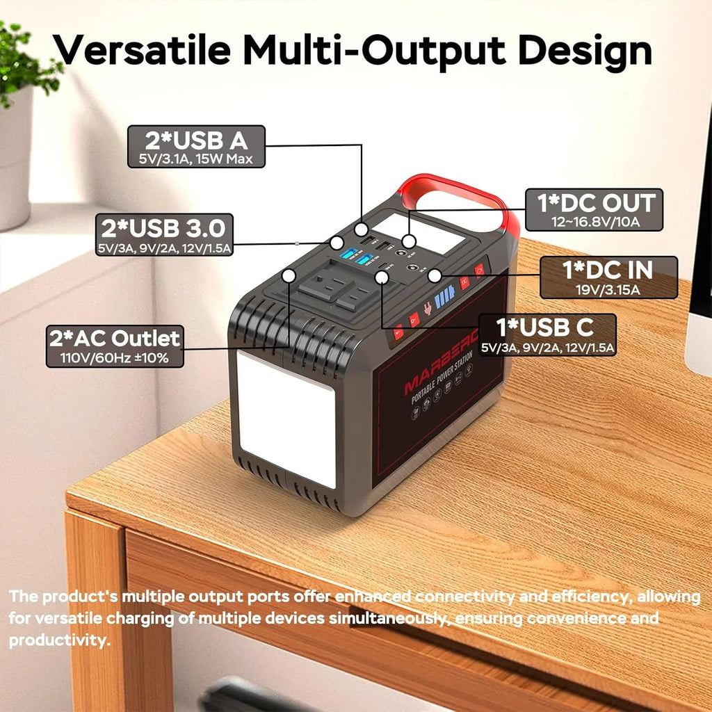 Centrale électrique portable 88 Wh, générateur solaire au lithium pour camping, charge rapide avec prise secteur, batterie externe de 120 W de pointe