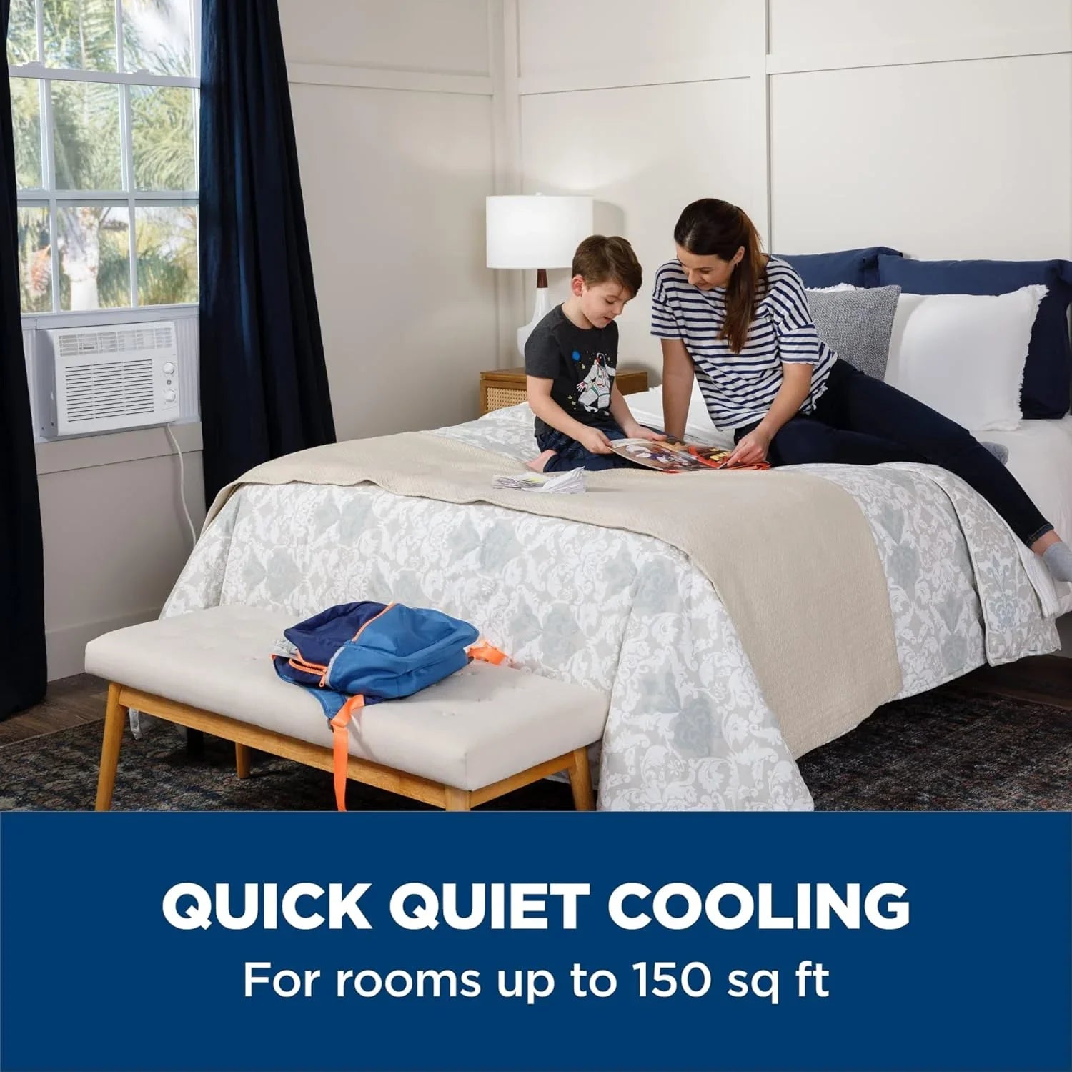 Climatiseur de fenêtre GE, 6 000 BTU, pour petites pièces jusqu'à 250 pieds carrés, avec ventilateur réglable et réglages de refroidissement