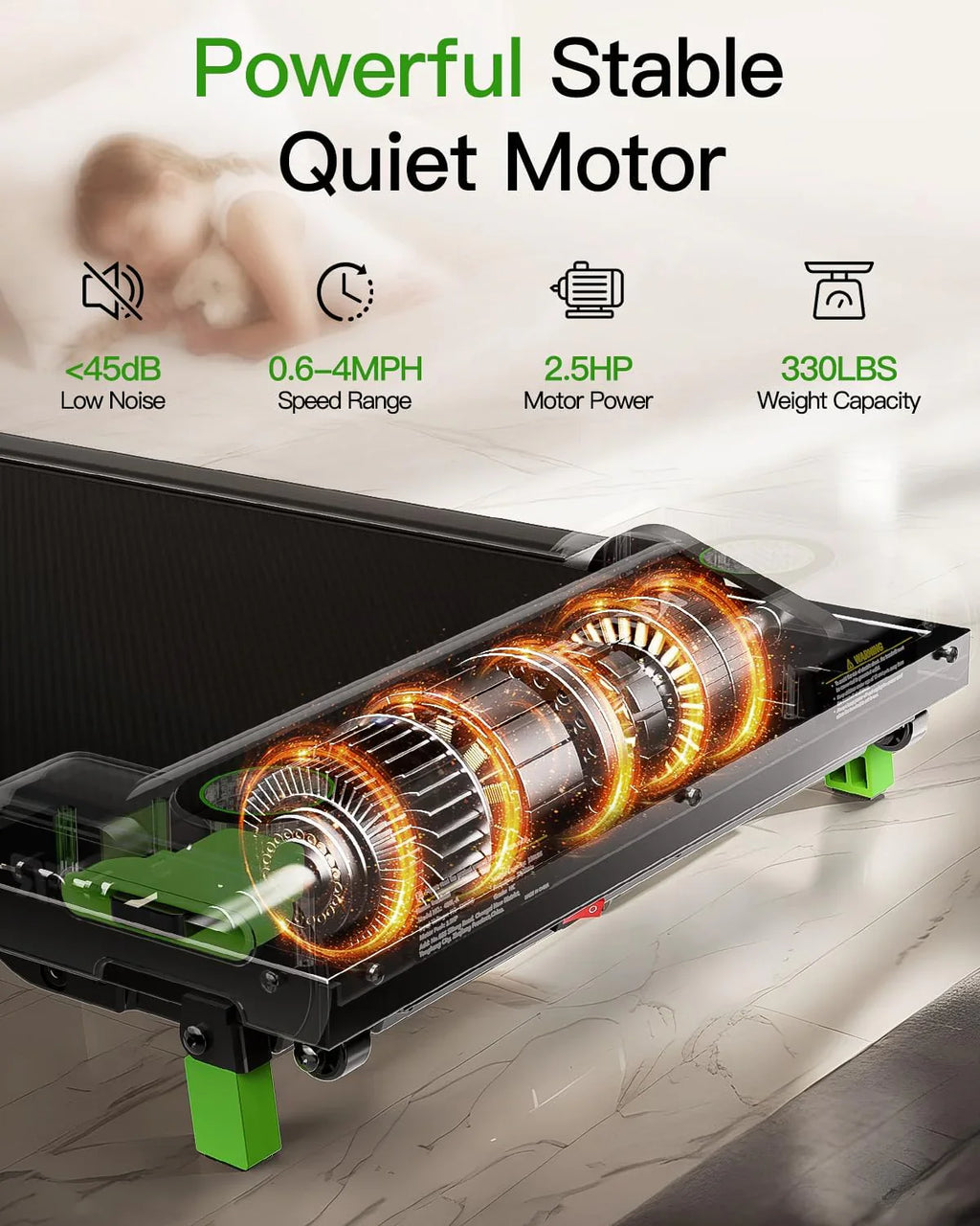 Tapis de course incliné Akluer 2,5 CV, petit tapis de course sous le bureau avec télécommande et écran LED