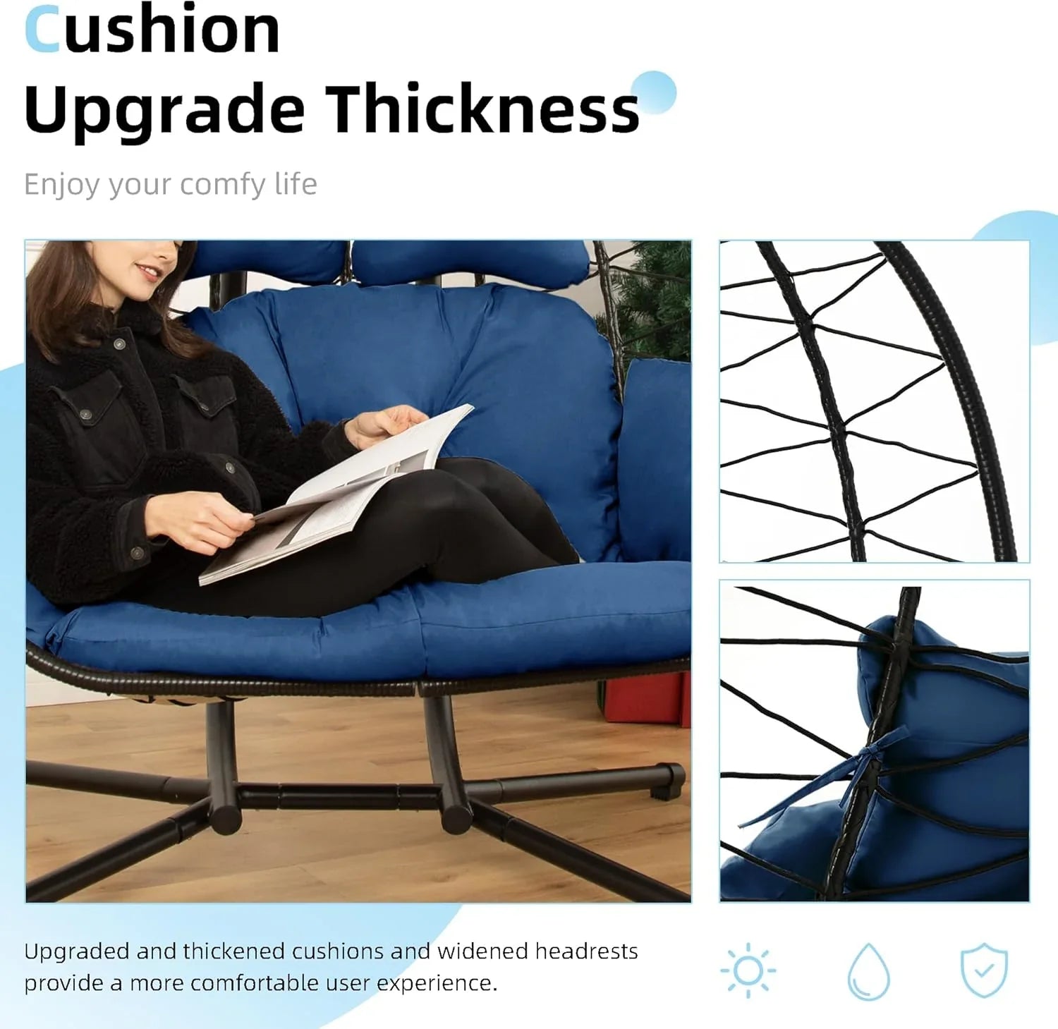 Chaise double œuf avec support hamac balançoire chaise pliable canapé suspendu amour