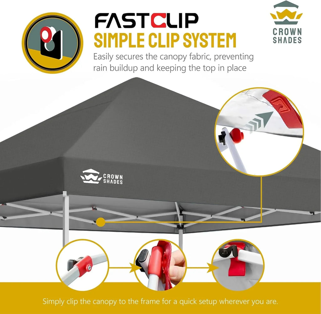 Auvent pop-up 10x10 - Installation en un clic - Tente de plage - Parasol extérieur avec dessus argenté, 3 hauteurs et 4 poches à sable