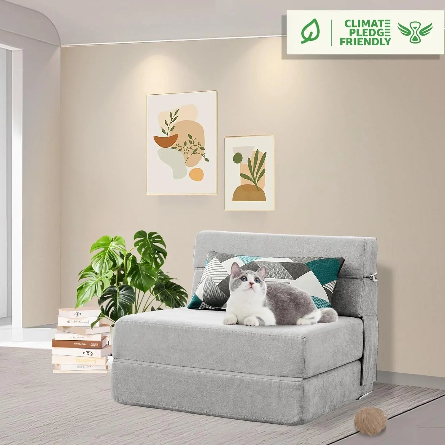 Canapé-lit gigogne de 60 pouces, canapé en mousse à mémoire de forme avec 2 oreillers, lit futon, lit d'appoint et canapé-lit,