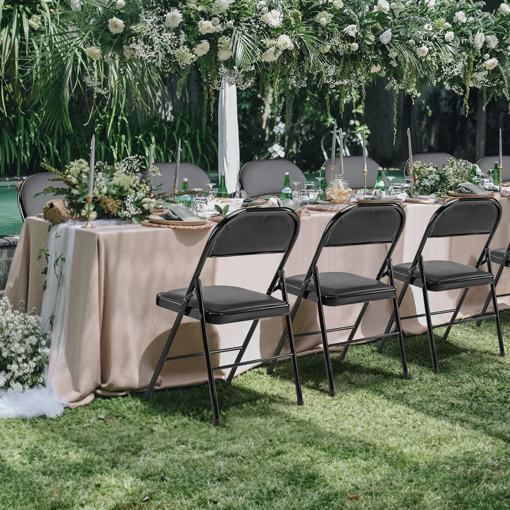 Lot de 12 chaises pliantes Sweetcrispy, rembourrées en cuir, robustes et pliables en métal.