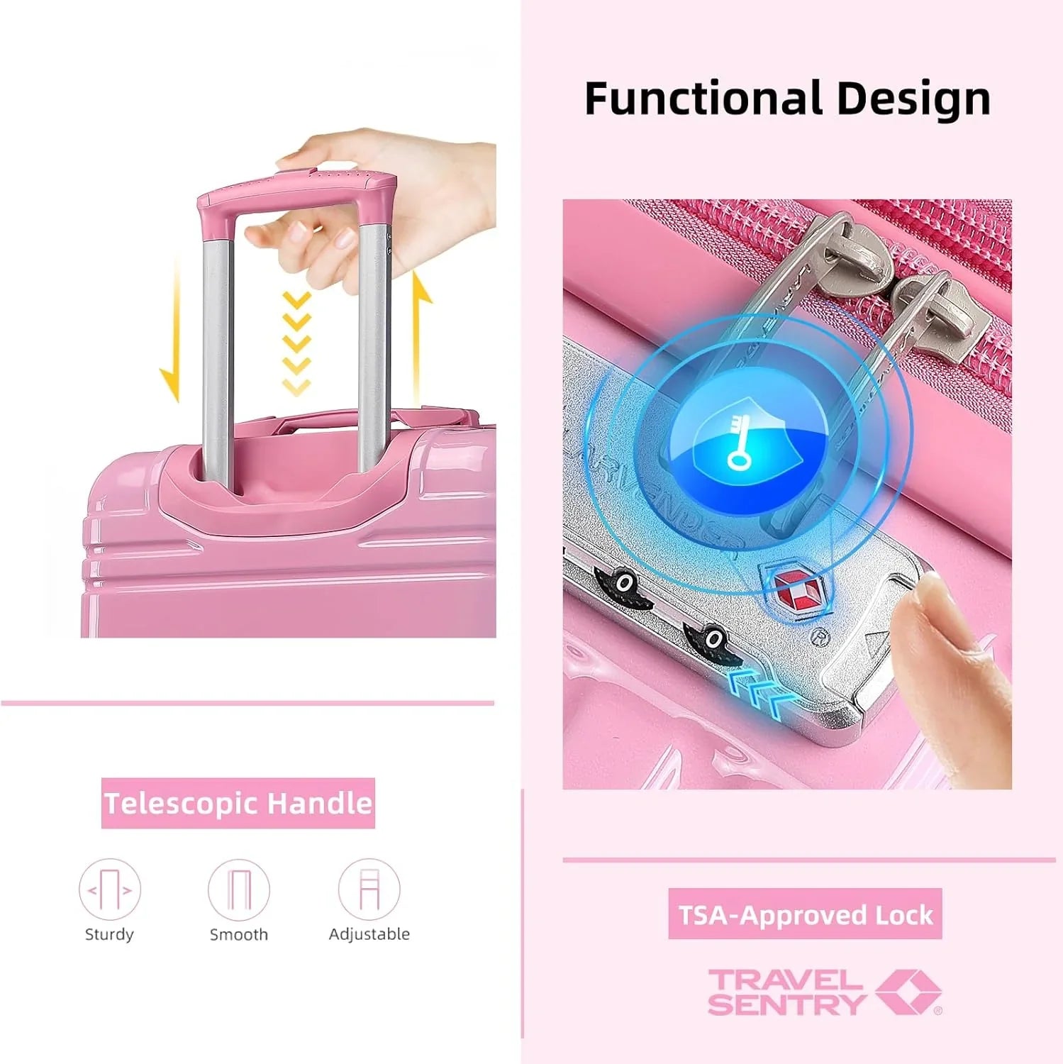 Ensemble de bagages 6 pièces, ensemble de valises rigides extensibles avec roulettes pivotantes, ensemble de bagages à roulettes légers