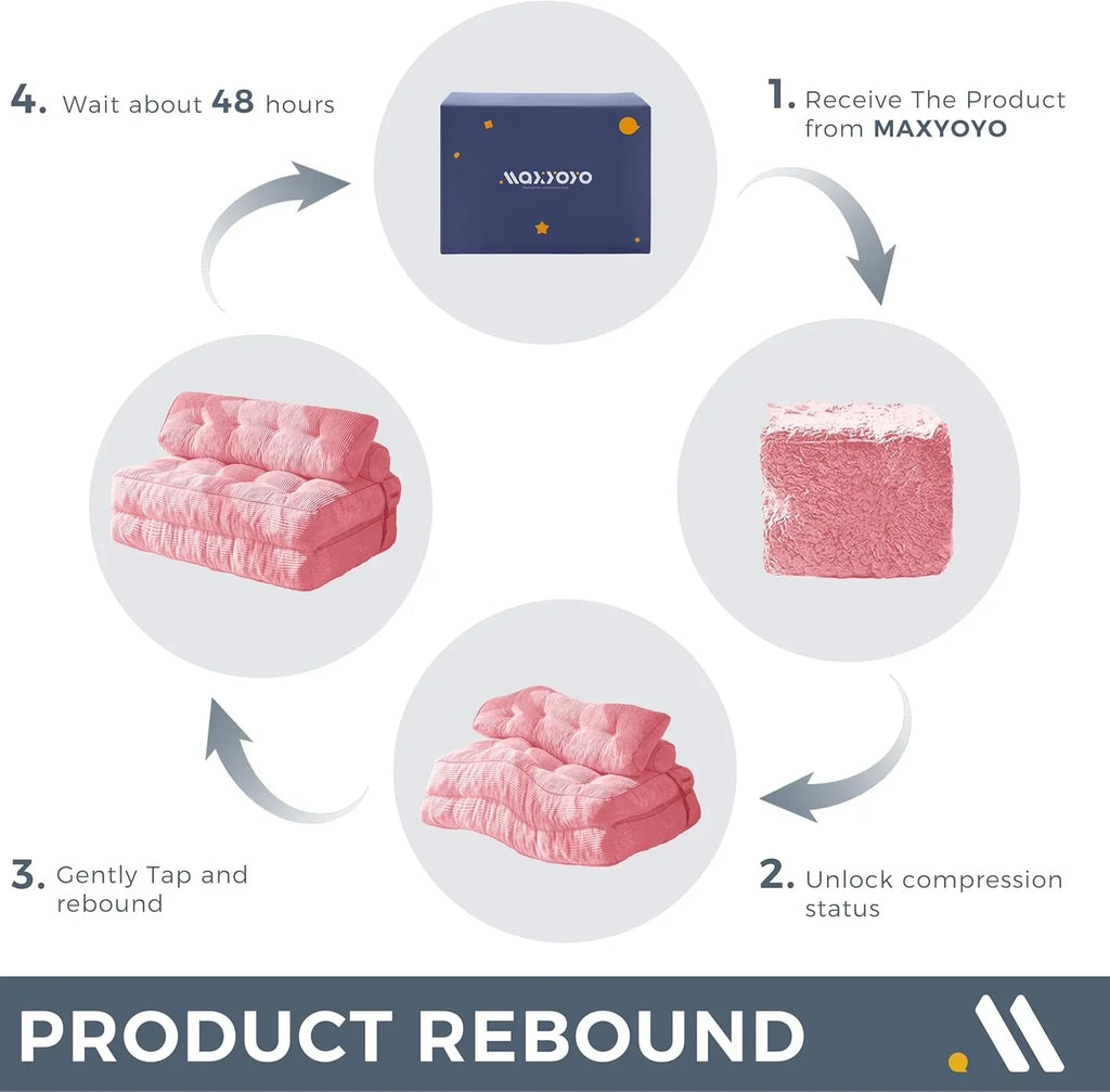 Canapé-lit pliant MAXYOYO, fauteuil convertible avec oreiller, matelas pliable avec support dorsal, fauteuil-lit pliant portable