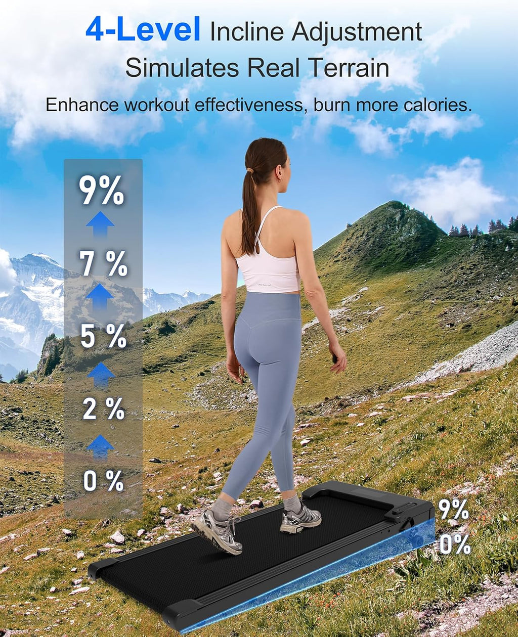 Tapis de course Lichico Walking Pad sous le bureau, tapis de course électrique sans balais ultra-silencieux pour la marche et le jogging avec télécommande