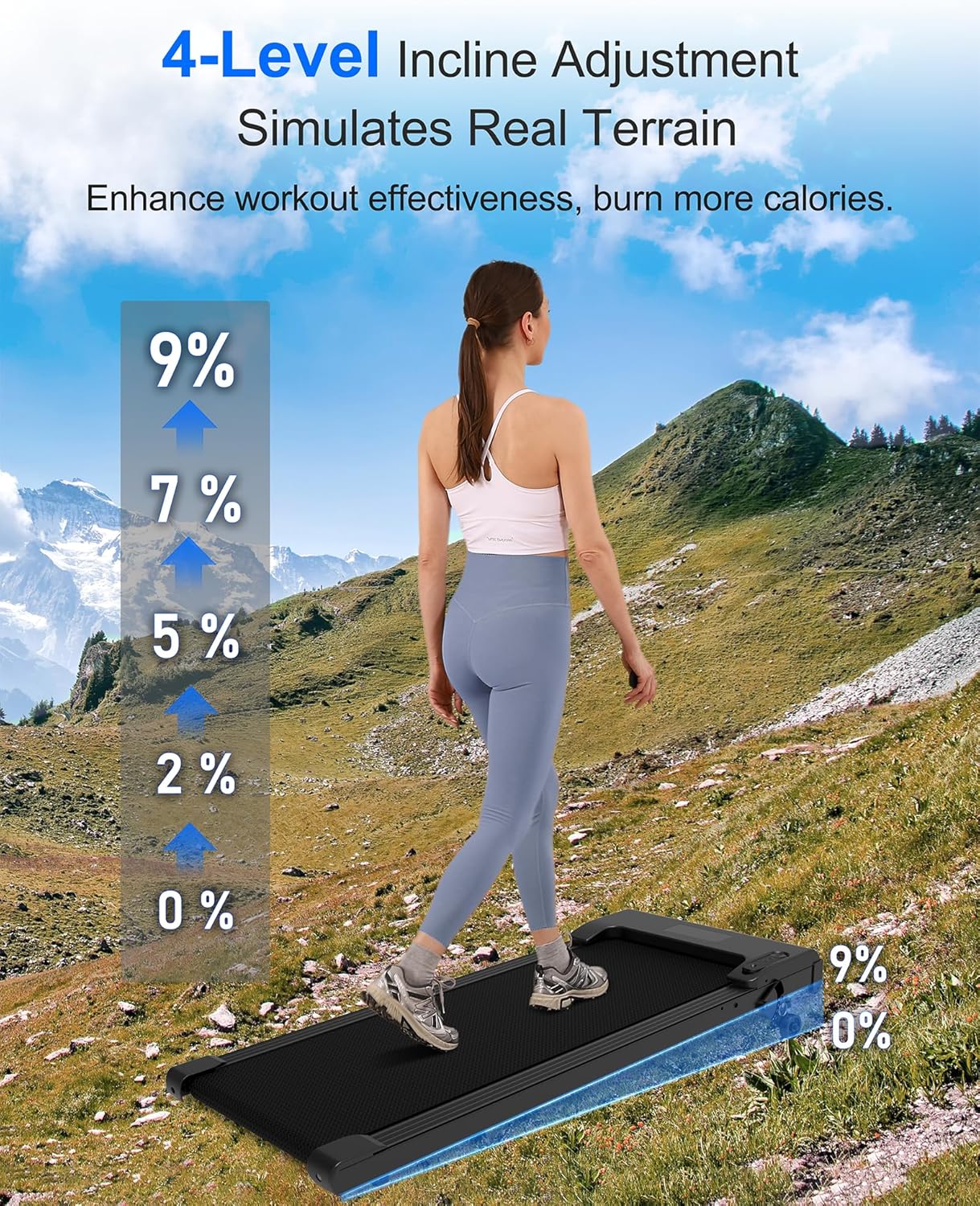 Tapis de course Lichico Walking Pad sous le bureau, tapis de course électrique sans balais ultra-silencieux pour la marche et le jogging avec télécommande