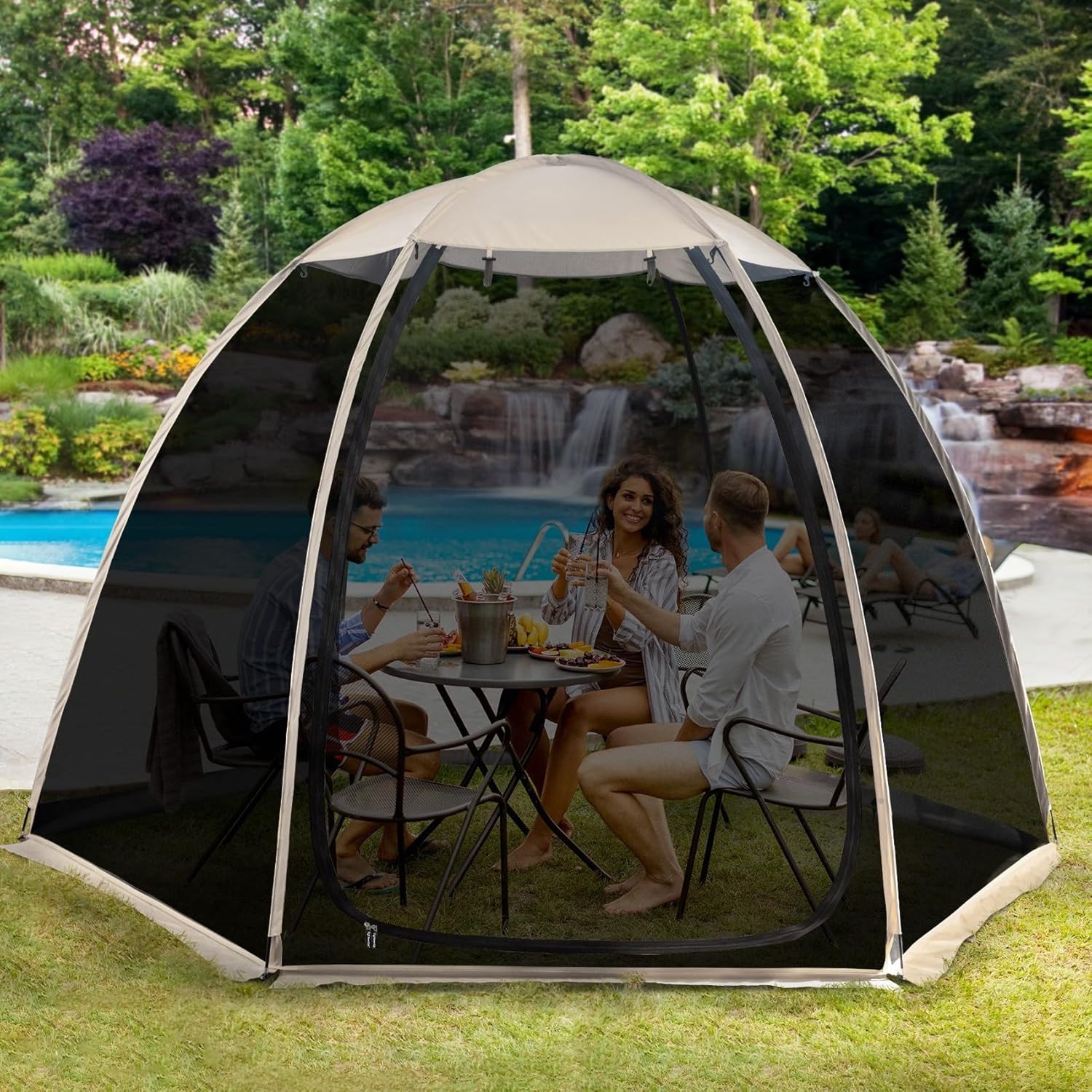 Gazebo Alvantor Screen House, tente à auvent abri igloo escamotable pour 6-10-15 personnes