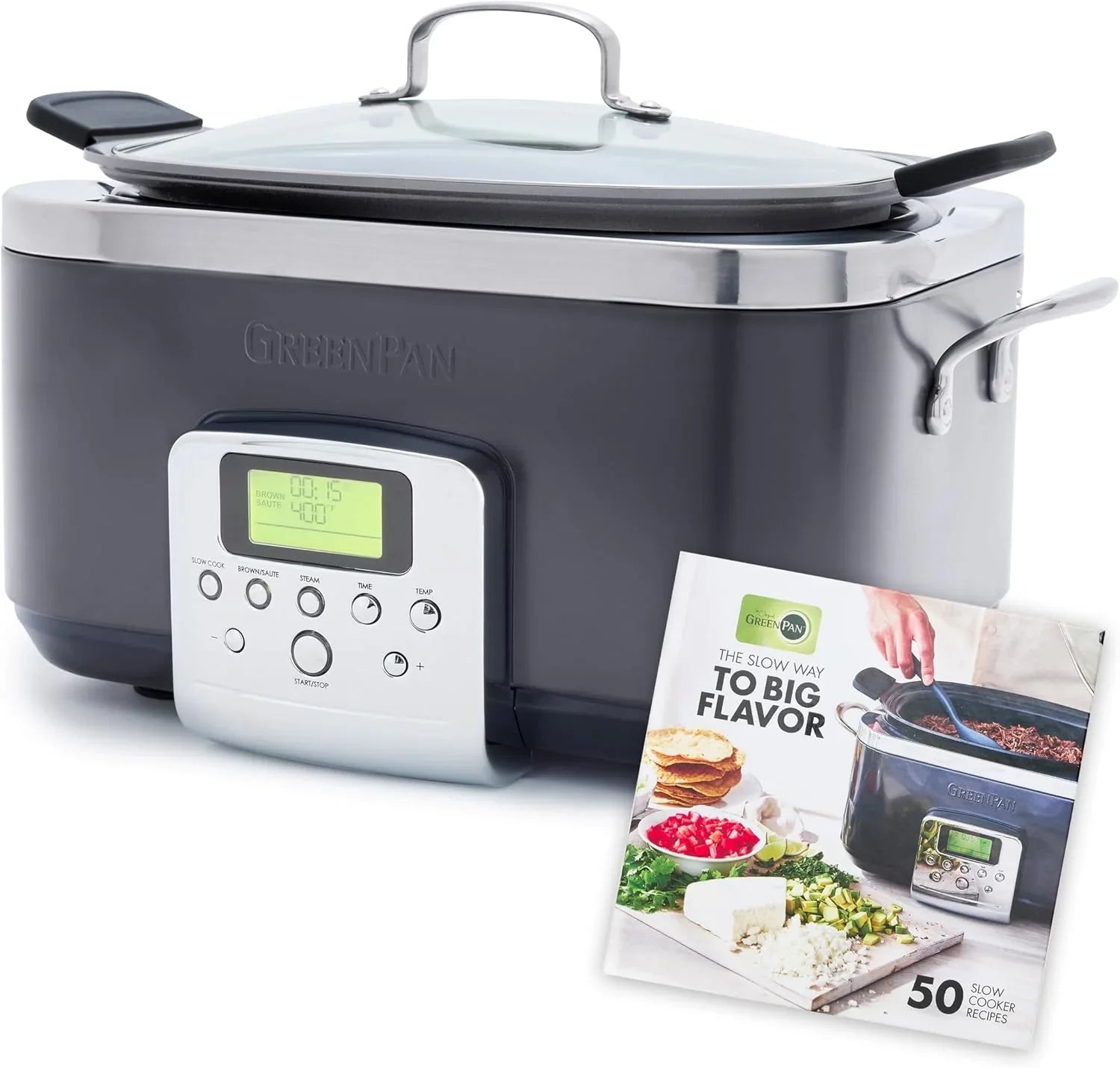 Mijoteuse électrique programmable 8 en 1 de 6 litres avec couvercle lavable au lave-vaisselle et base amovible