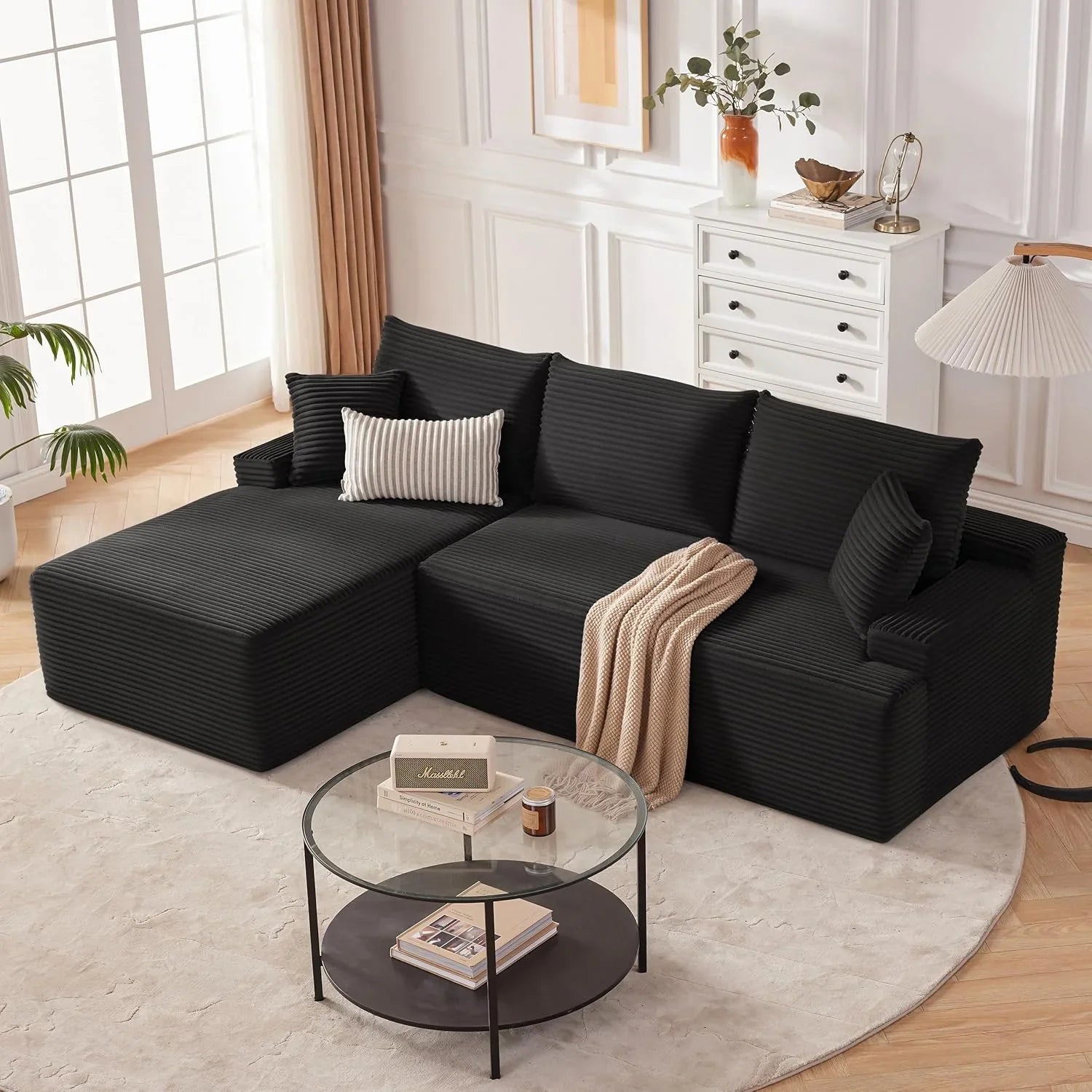 Canapé nuage de 110 pouces, canapé désossé dans le salon, canapé modulable avec sièges profonds