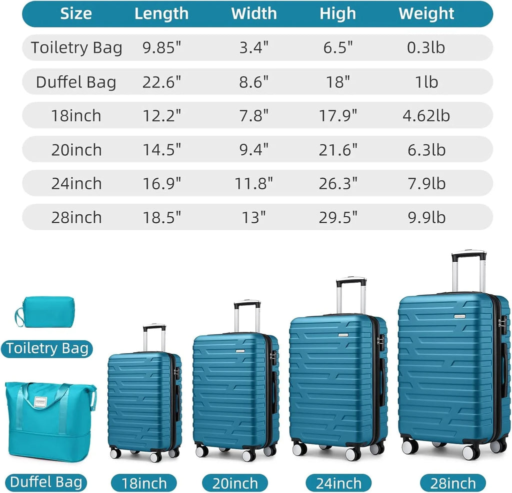 Ensemble de bagages à main légers et extensibles à coque rigide de 6 pièces