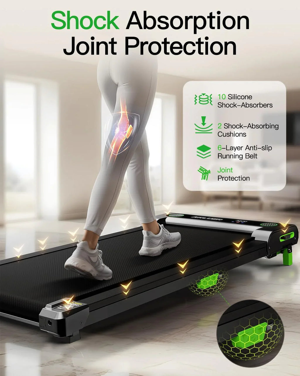 Tapis de course incliné Akluer 2,5 CV, petit tapis de course sous le bureau avec télécommande et écran LED