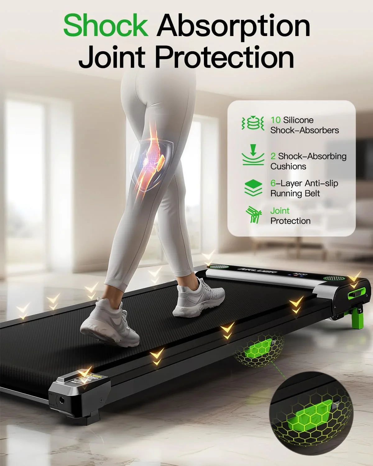 Tapis de course incliné Akluer 2,5 CV, petit tapis de course sous le bureau avec télécommande et écran LED