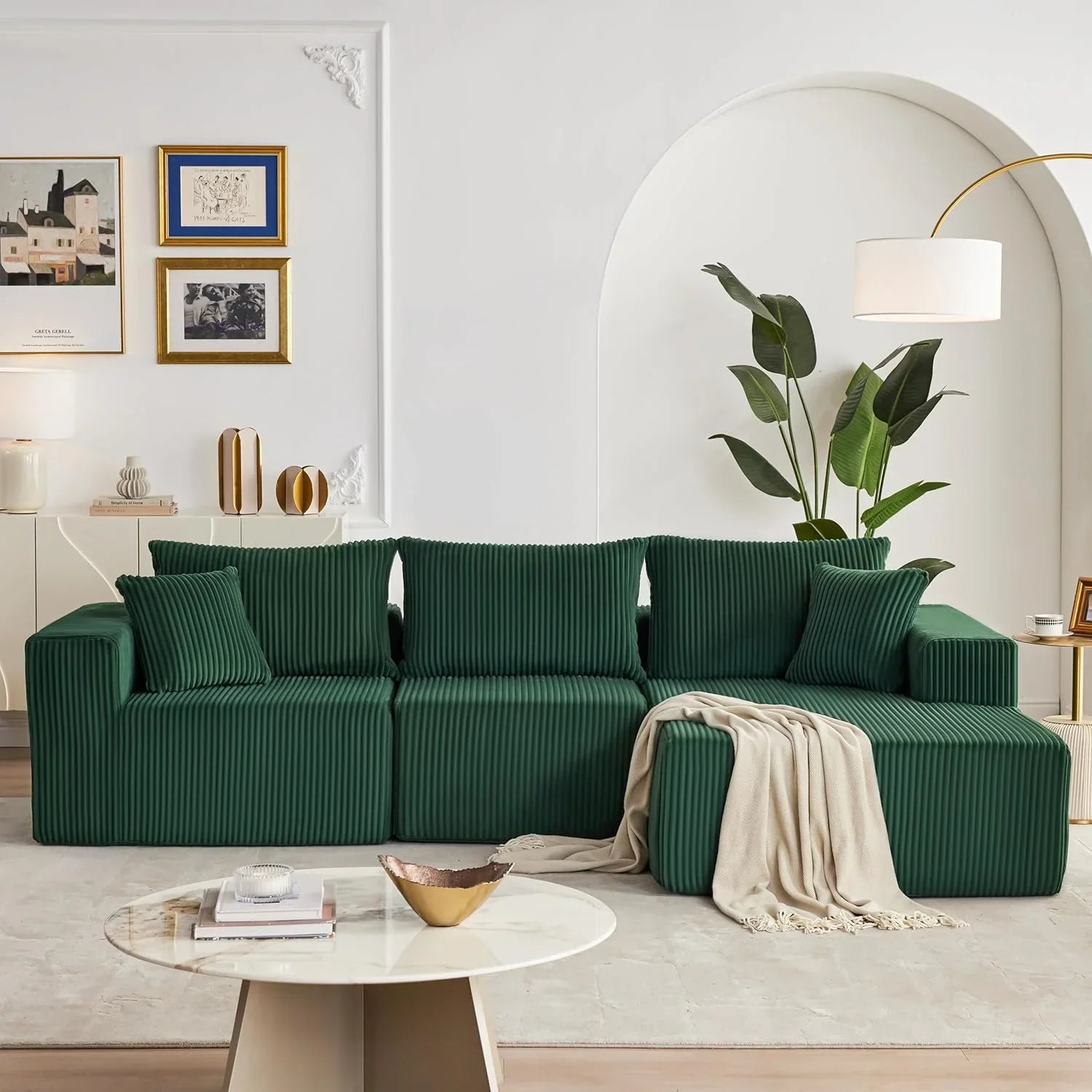 108-inch hoekbank, wolkvormige hoekbank met diepe zitting, moderne L-vormige hoekbank 