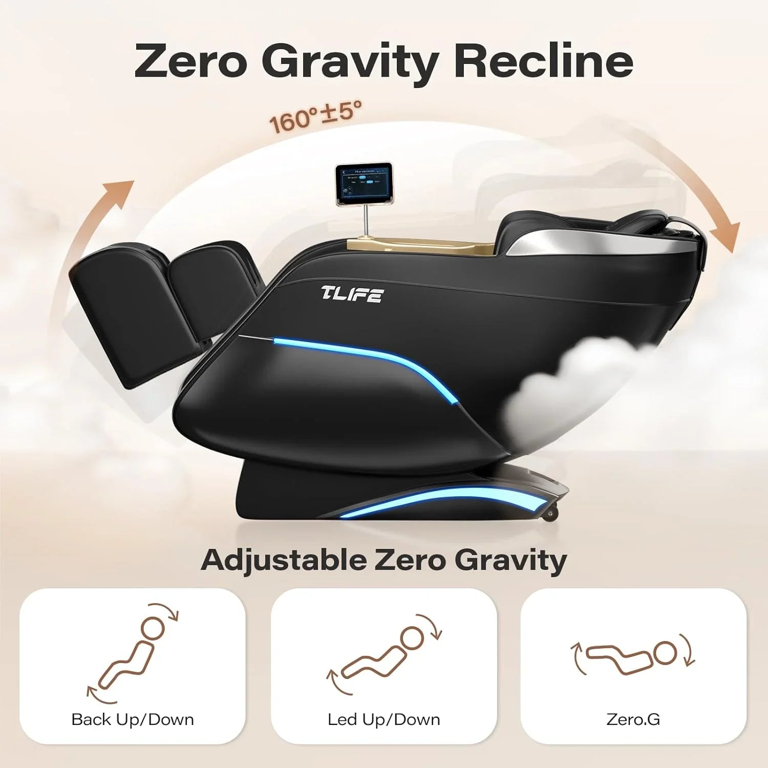 Fauteuil de massage complet, inclinable à 160° en apesanteur avec scanner corporel, fauteuil de massage shiatsu SL Track de 50 pouces, massage localisé, rouleau pour les pieds