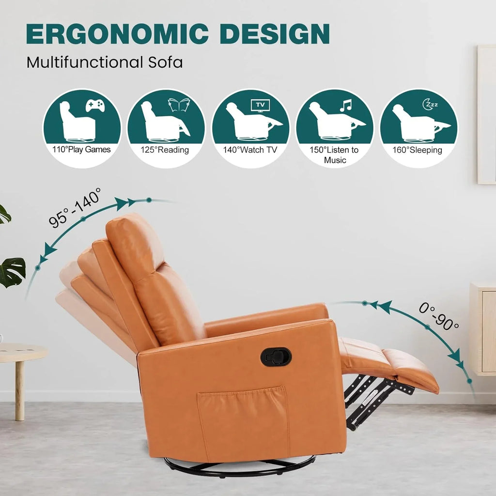 Fauteuil à bascule pivotant à dossier haut avec repose-pieds, fauteuil bébé rembourré avec siège profond et confortable