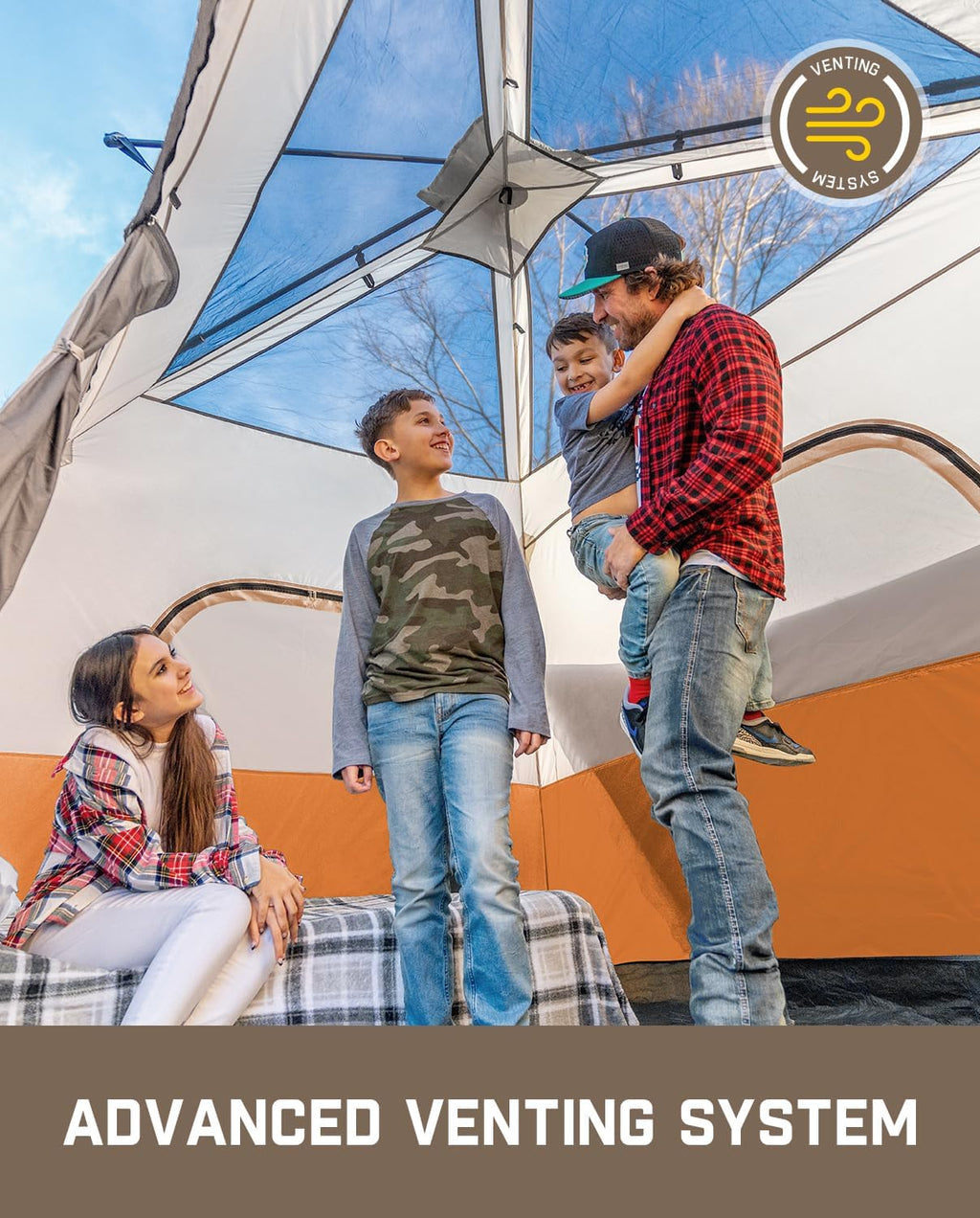 Tente de camping portable pour 4/6/8/10 personnes avec cabine instantanée et résistante à la pluie et au vent