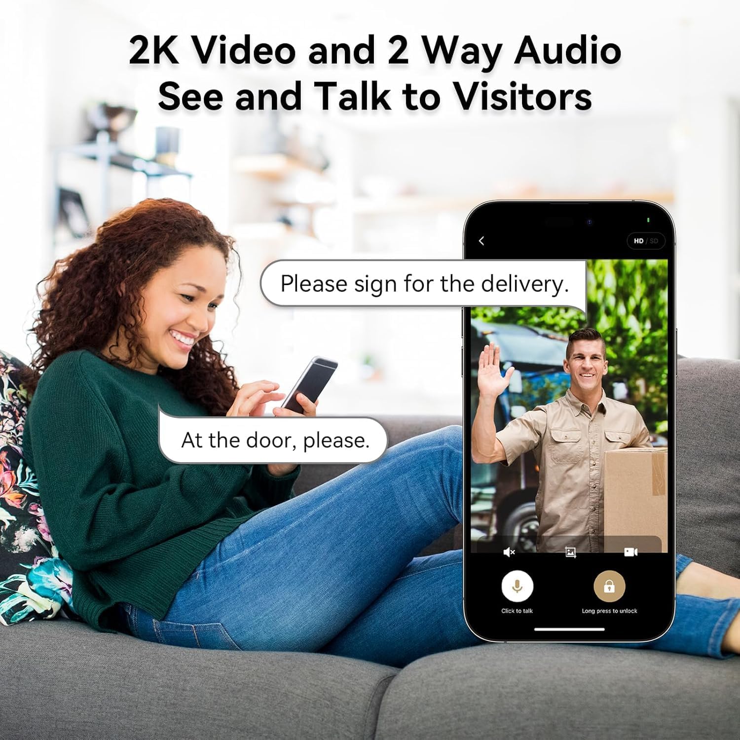 Serrure vidéo intelligente avec sonnette, caméra Wi-Fi intégrée, contrôle par application, commande vocale, verrouillage automatique, IP65, appel vidéo