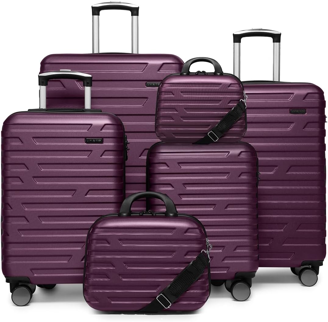 Ensemble de bagages à main légers et extensibles à coque rigide de 6 pièces