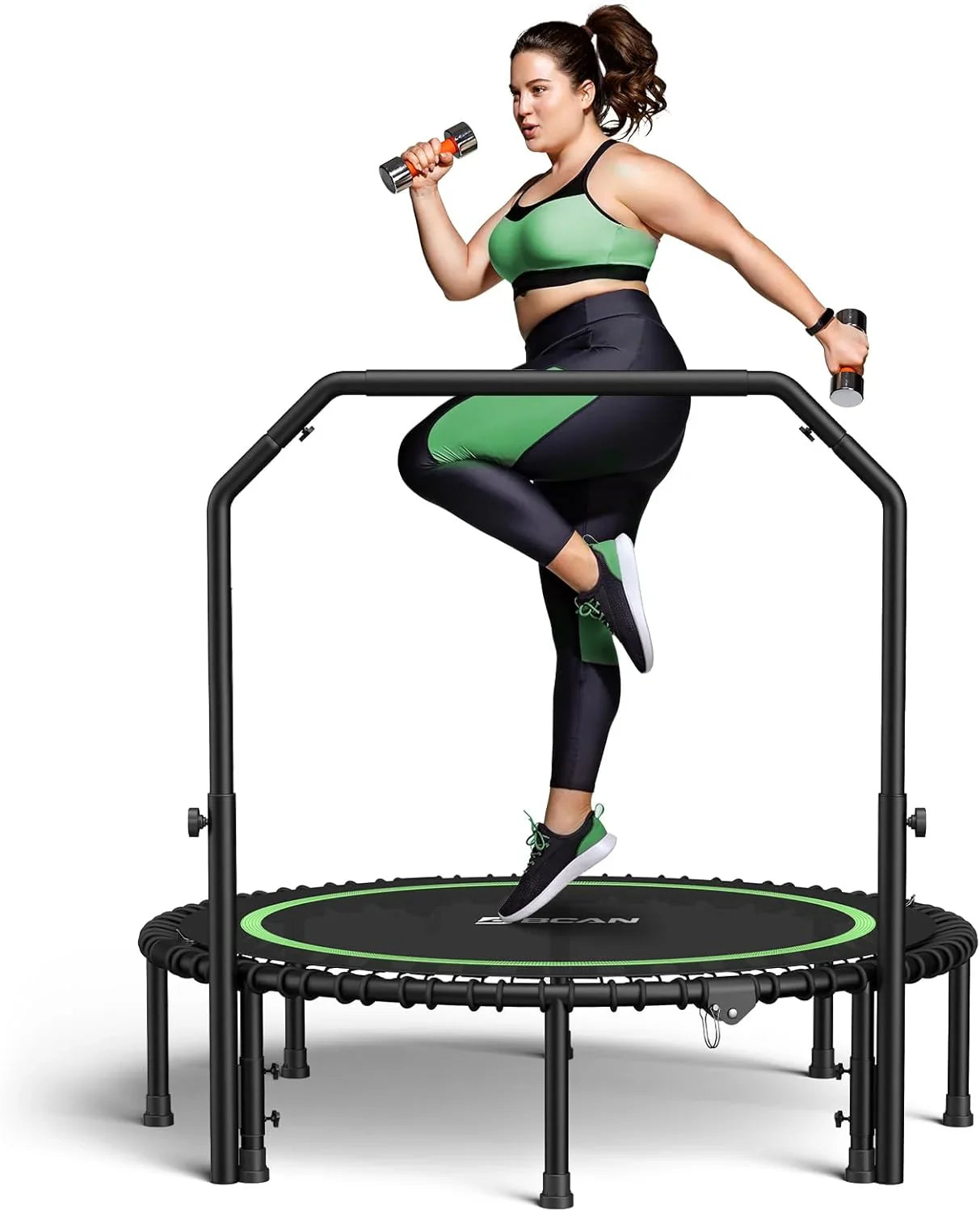 Mini-trampoline pliable BCAN 450/550 lb, trampoline de fitness 40"/48" stable et silencieux