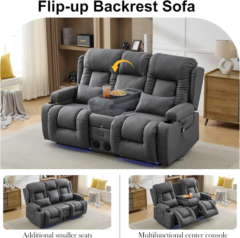 Canapé inclinable électrique TUNYI avec fonctions massage et chauffage, siège home cinéma avec console, canapé inclinable électrique pour camping-car