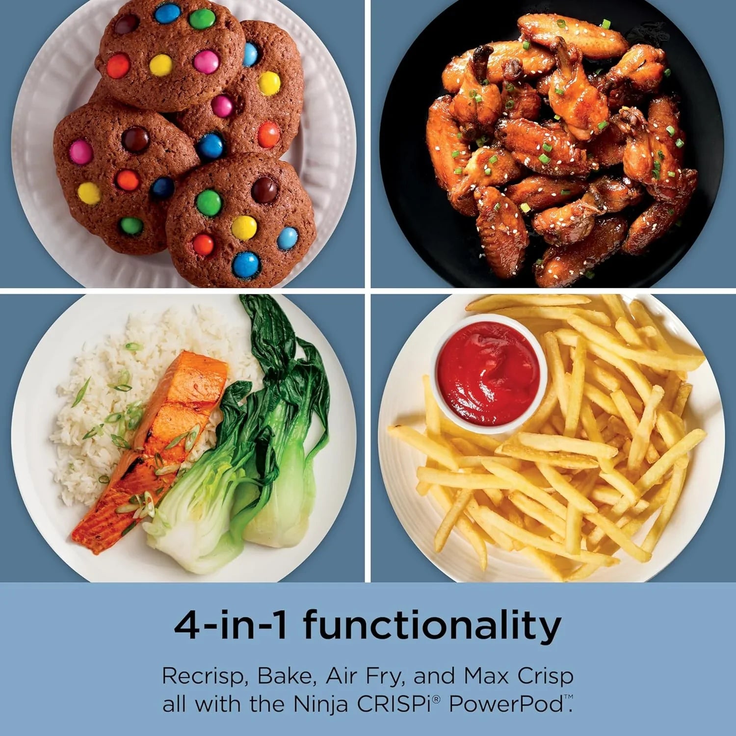 Ninja Crispi Friteuse à air portative en verre 4-en-1