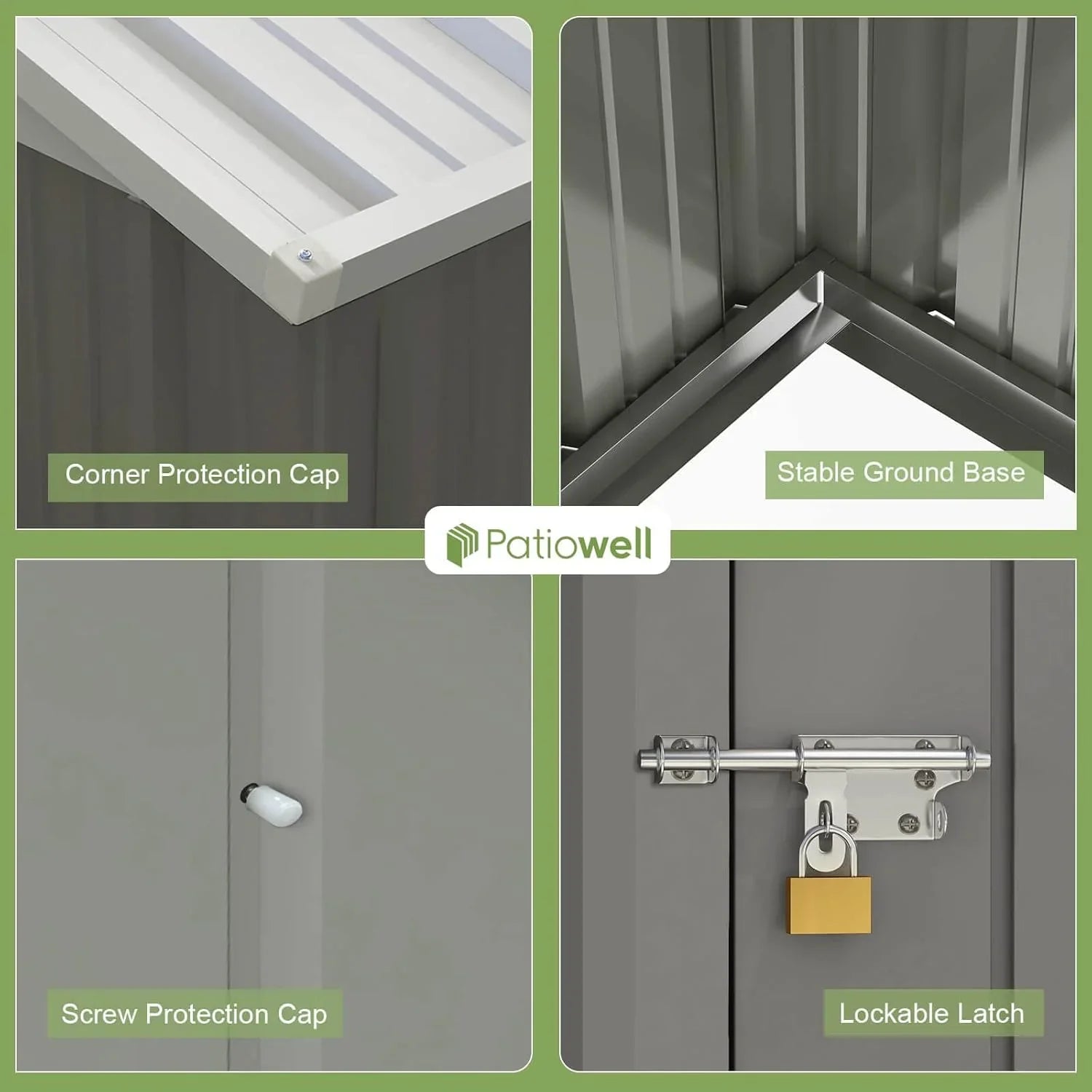 Patiowell Abri de rangement extérieur 5 x 3 pi, abri à outils avec toit en pente et porte verrouillable