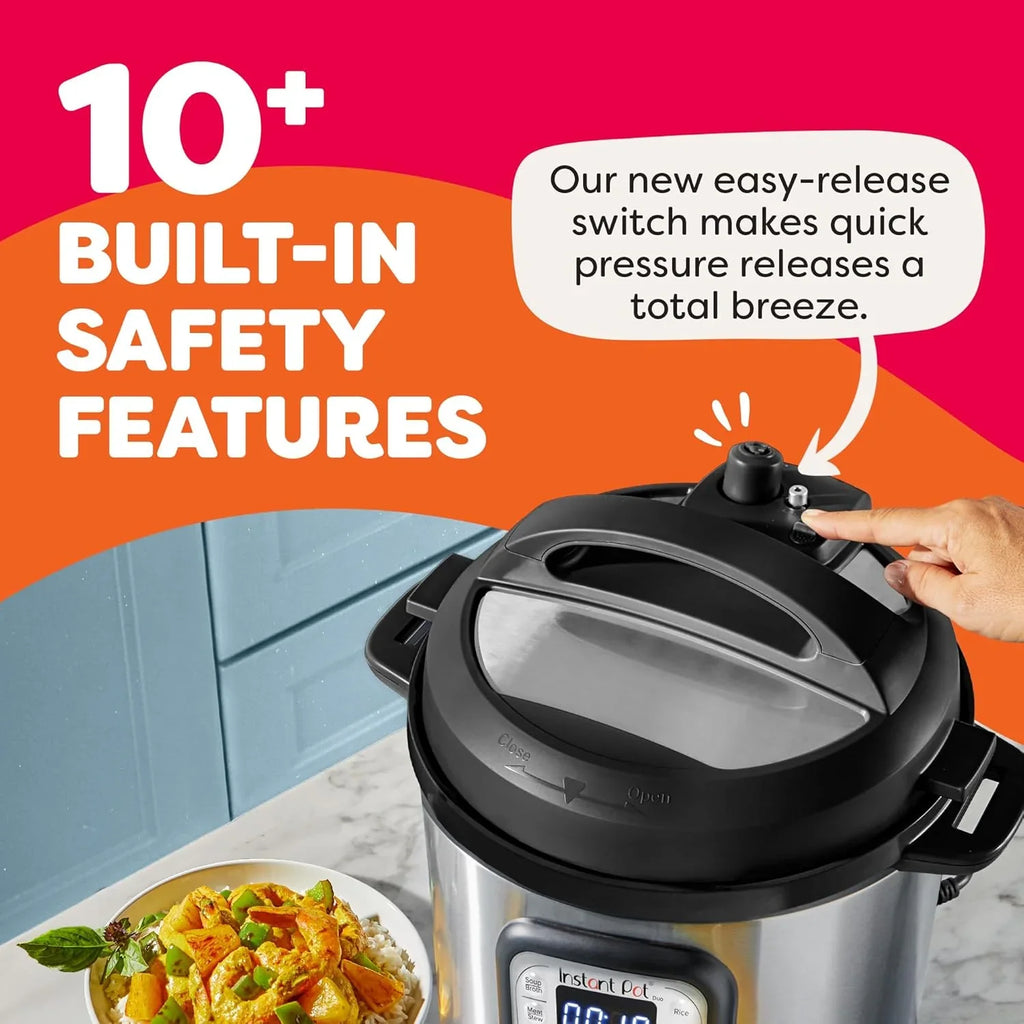 Instant Pot Duo 7-en-1 Autocuiseur électrique, Mijoteuse, Cuiseur à riz, Cuiseur vapeur, Sauteuse, Yaourtière, Chauffe-plat et Stérilisateur
