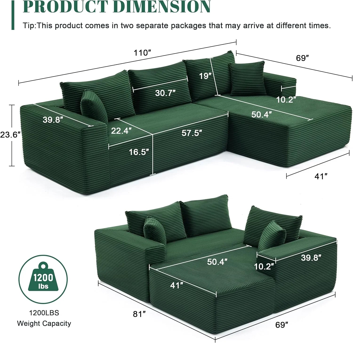 Canapé nuage de 110 pouces, canapé désossé dans le salon, canapé modulable avec sièges profonds