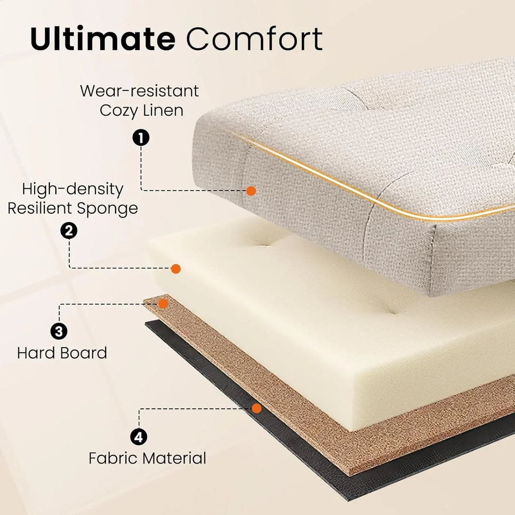 Tabouret de rangement moderne Furniliving, tabouret de bout de lit en bois massif Sherpa, tabouret rembourré tabouret d'intérieur