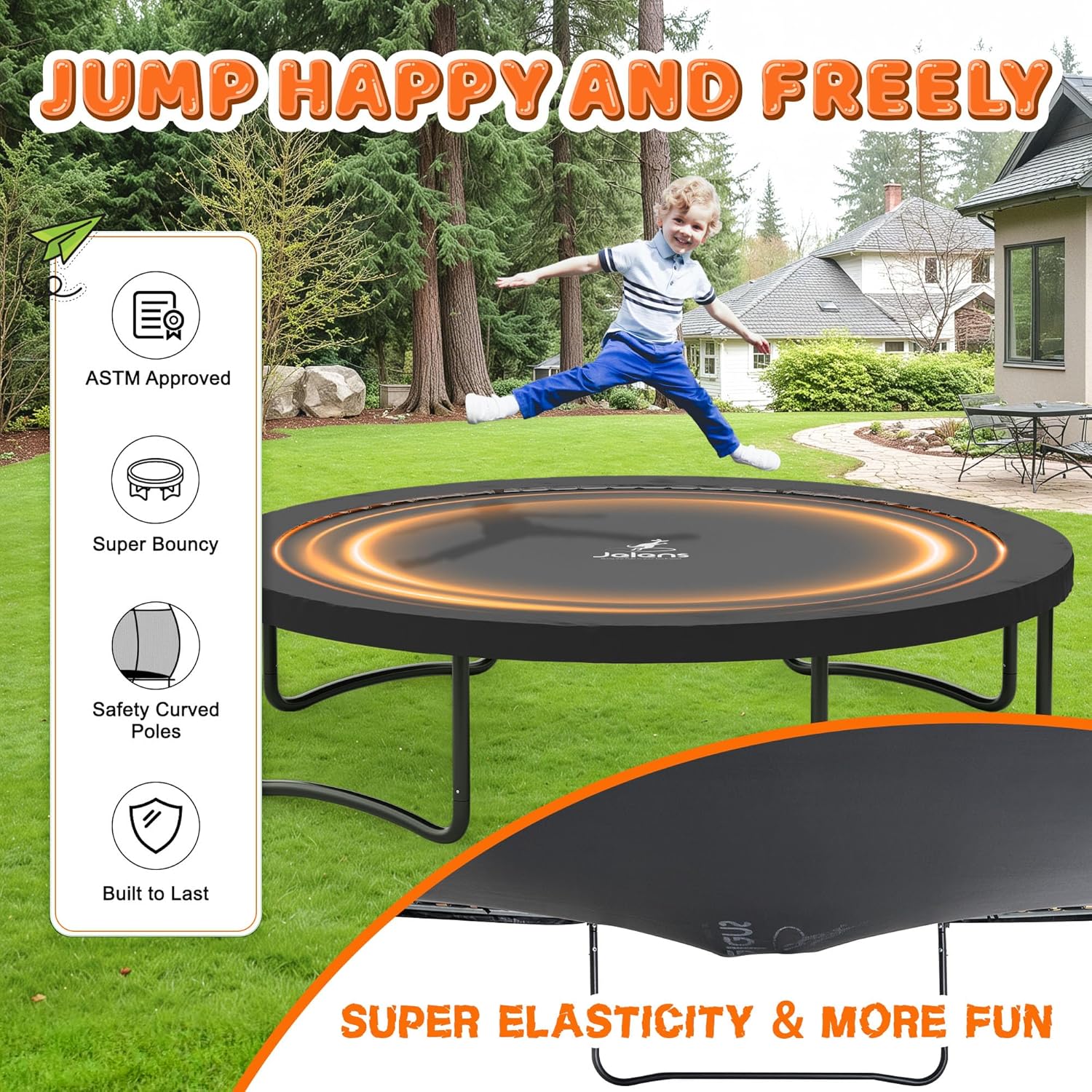 Trampoline Trampoline de loisirs avec filet de clôture et échelle, trampoline d'extérieur antirouille pour enfants et adultes
