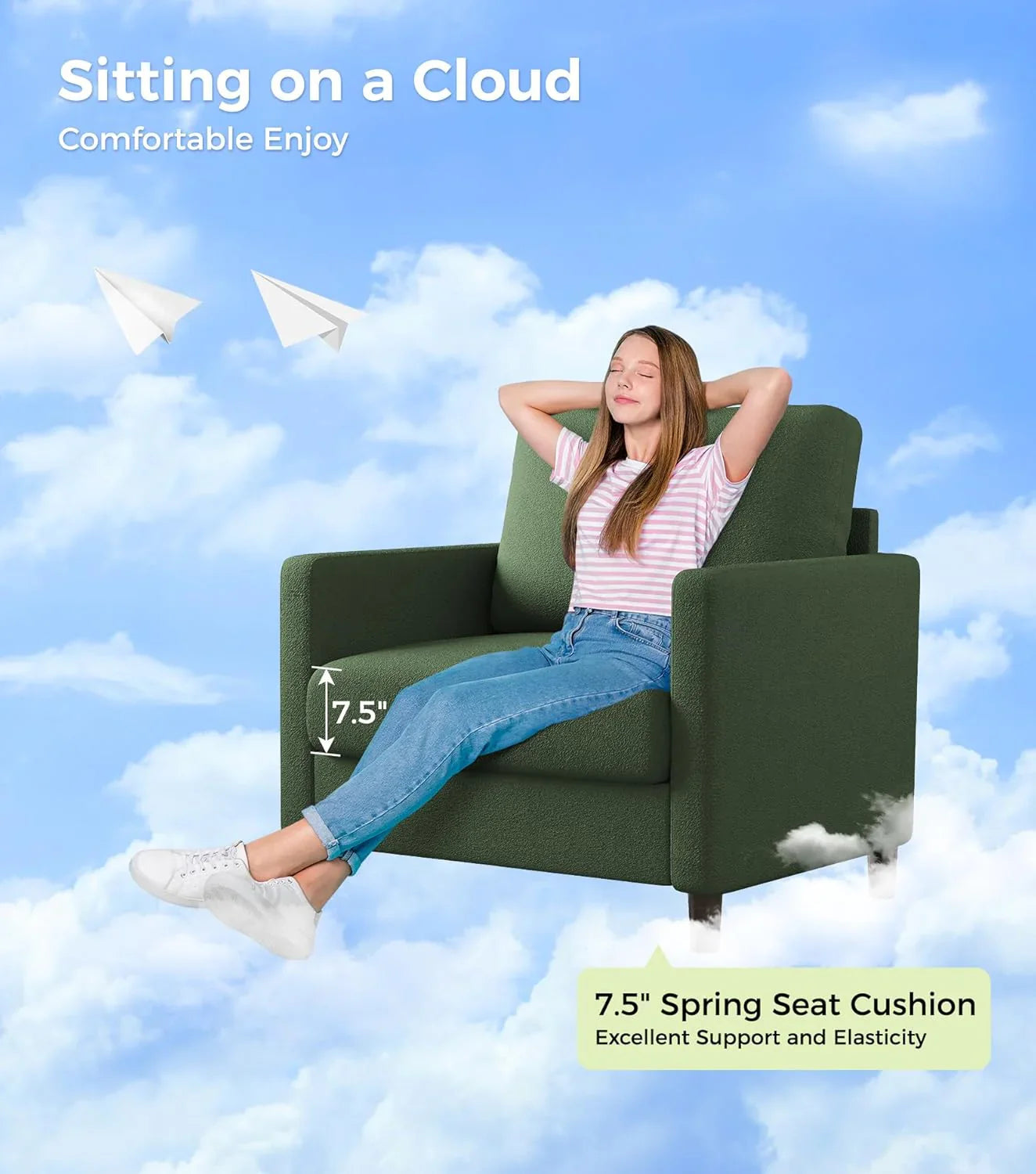 Causeuse de 51 pouces, causeuse confortable en velours côtelé