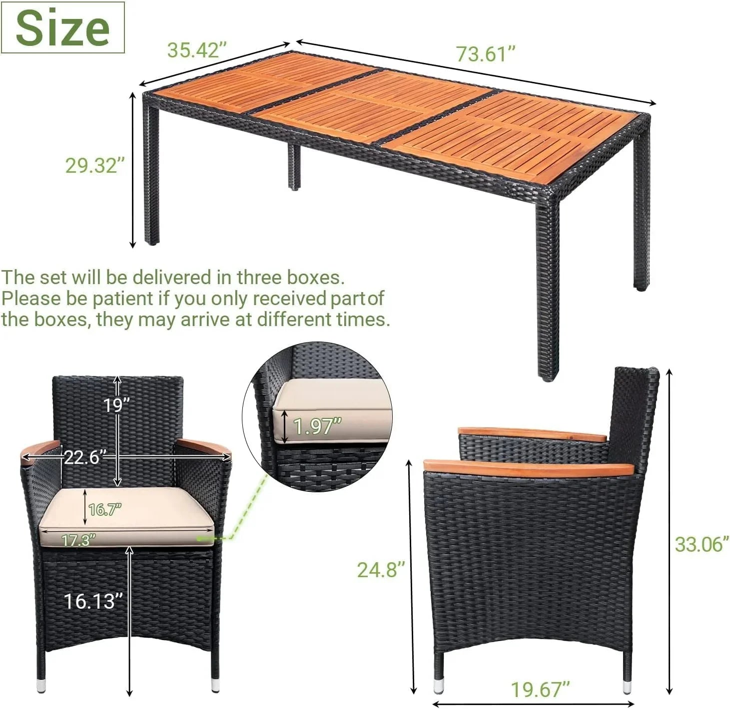 Ensemble de meubles de salle à manger Devoko 7 pièces, ensemble de salon de patio,