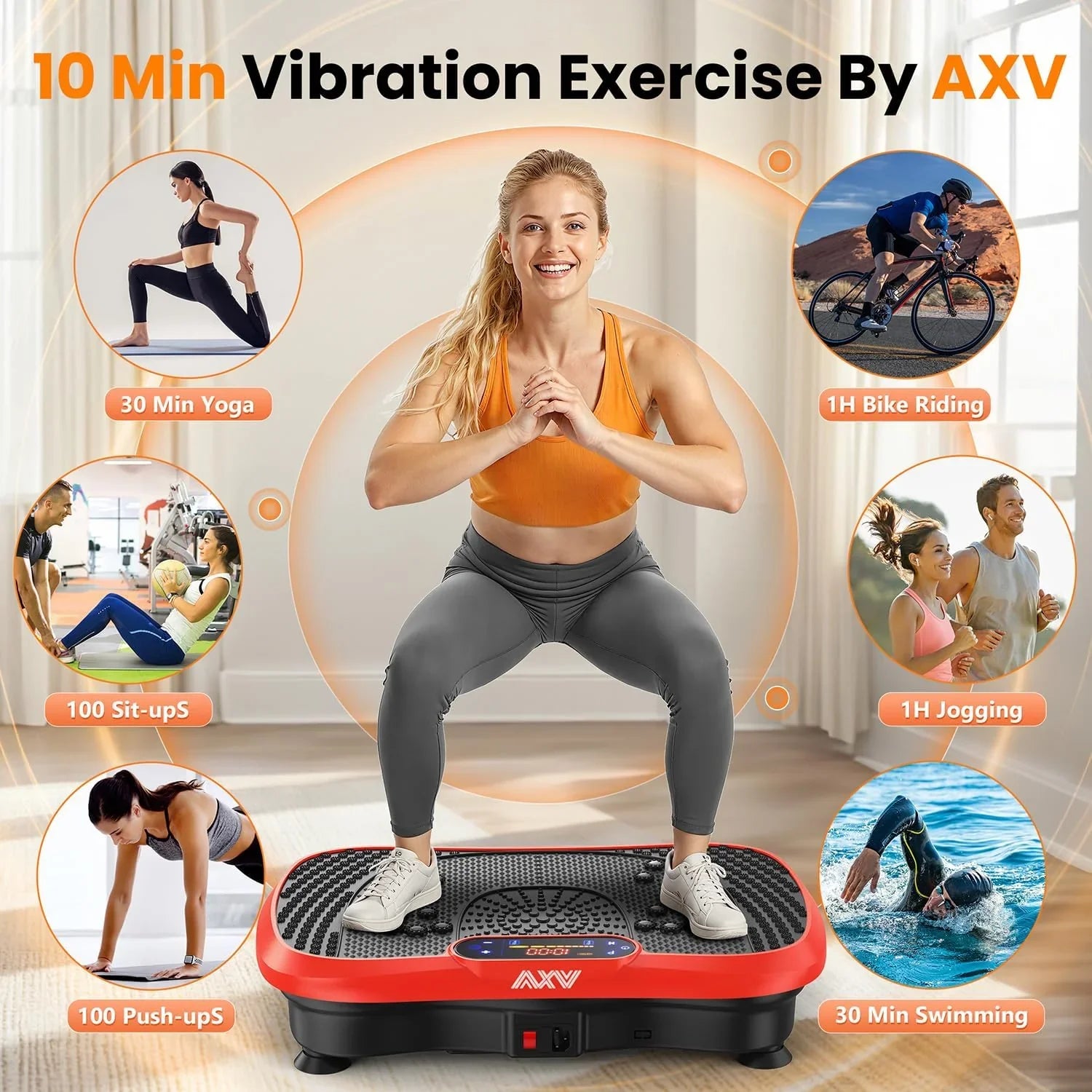 Plateforme de fitness à plateforme vibrante AXV Convient aux hommes et aux femmes pour perdre du poids et brûler les graisses à la salle de sport