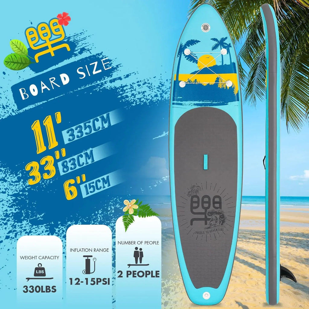 Planche de stand up paddle gonflable FunWater avec accessoires de pagaie SUP haut de gamme, pont EVA antidérapant, pagaie 11'/10'6'
