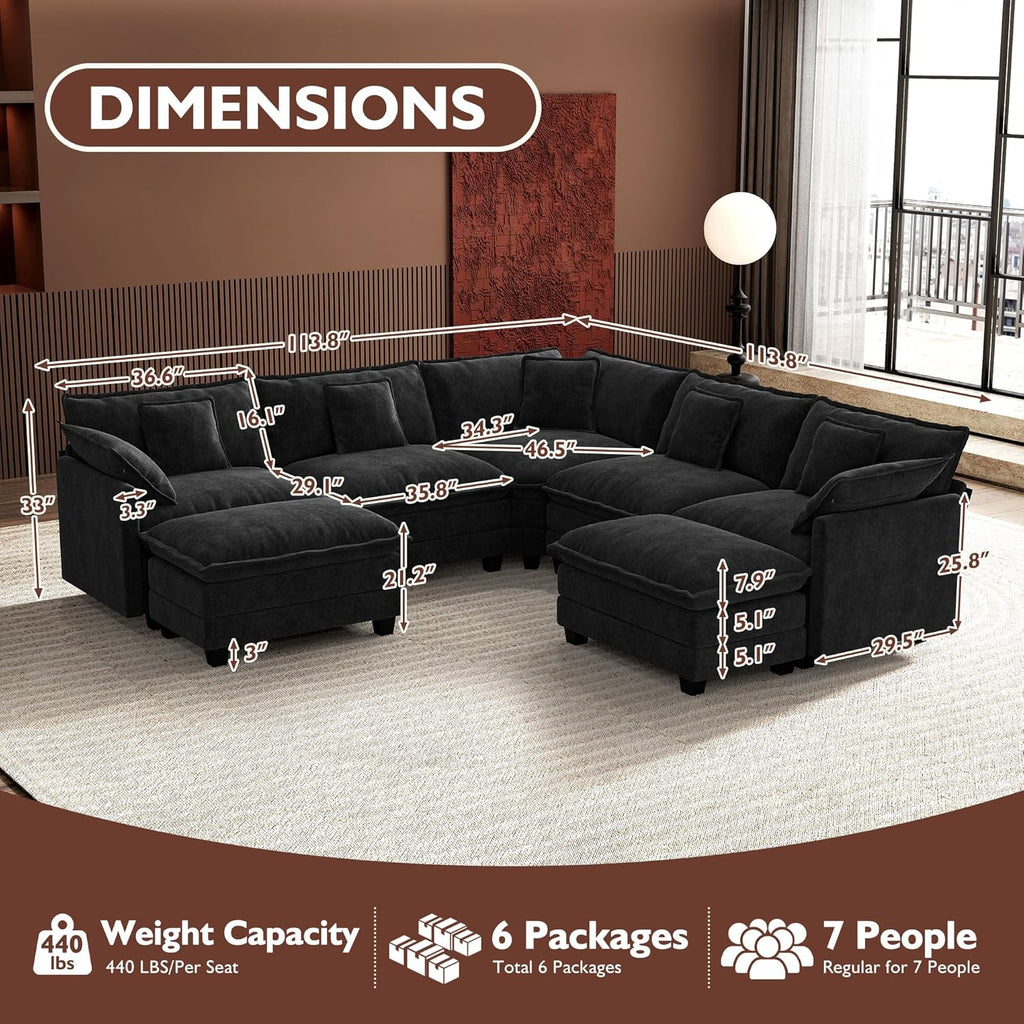 Canapé modulaire moderne en forme de U de 146 pouces d'ihanherry