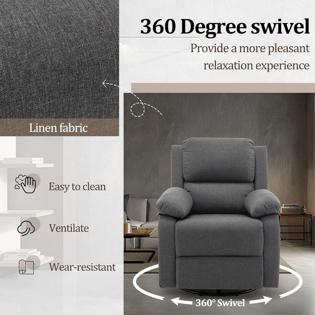 Fauteuil à bascule inclinable pivotant à 360 degrés en tissu coulissant