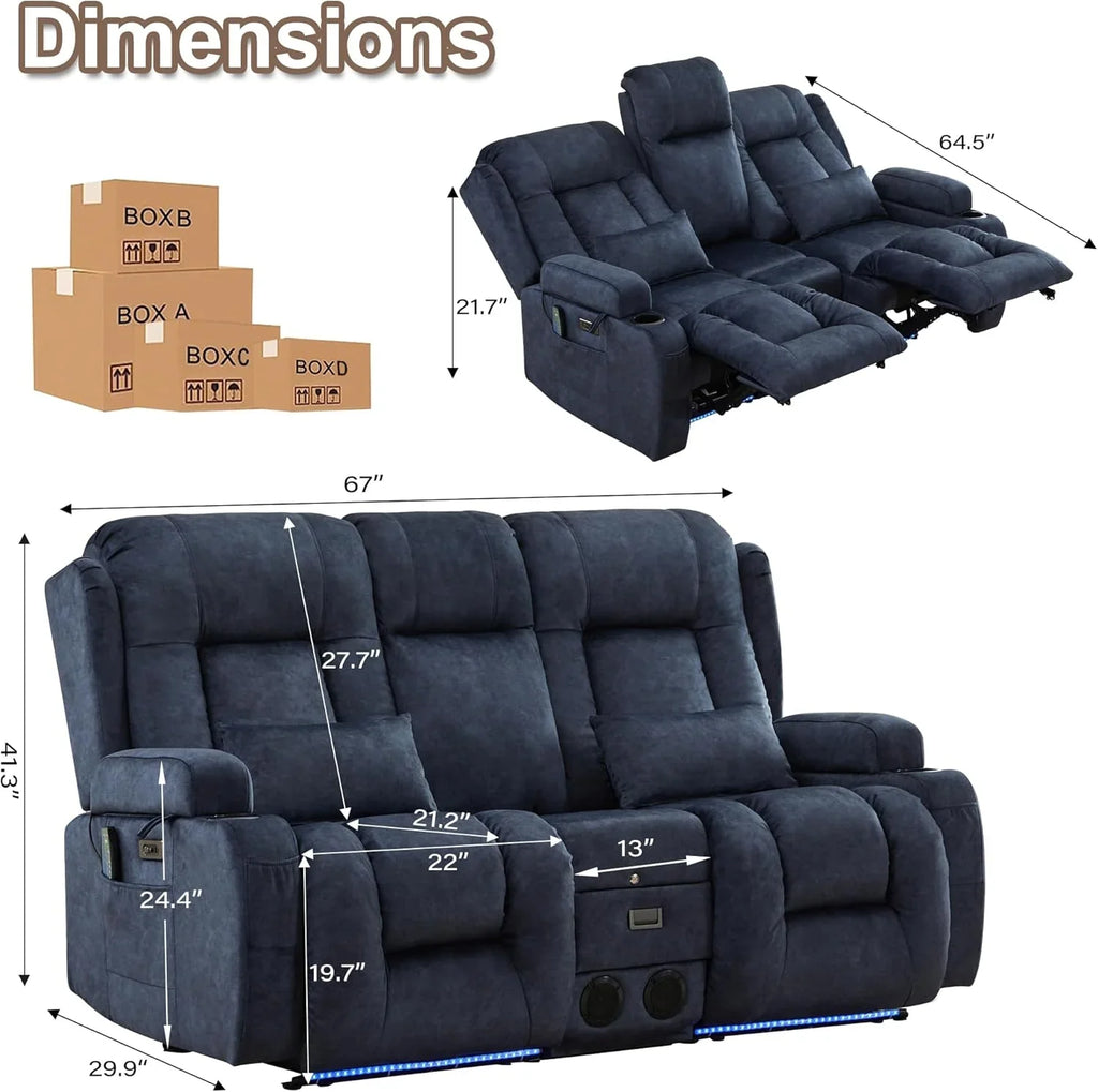 Canapé inclinable électrique TUNYI avec fonctions massage et chauffage, siège home cinéma avec console, canapé inclinable électrique pour camping-car