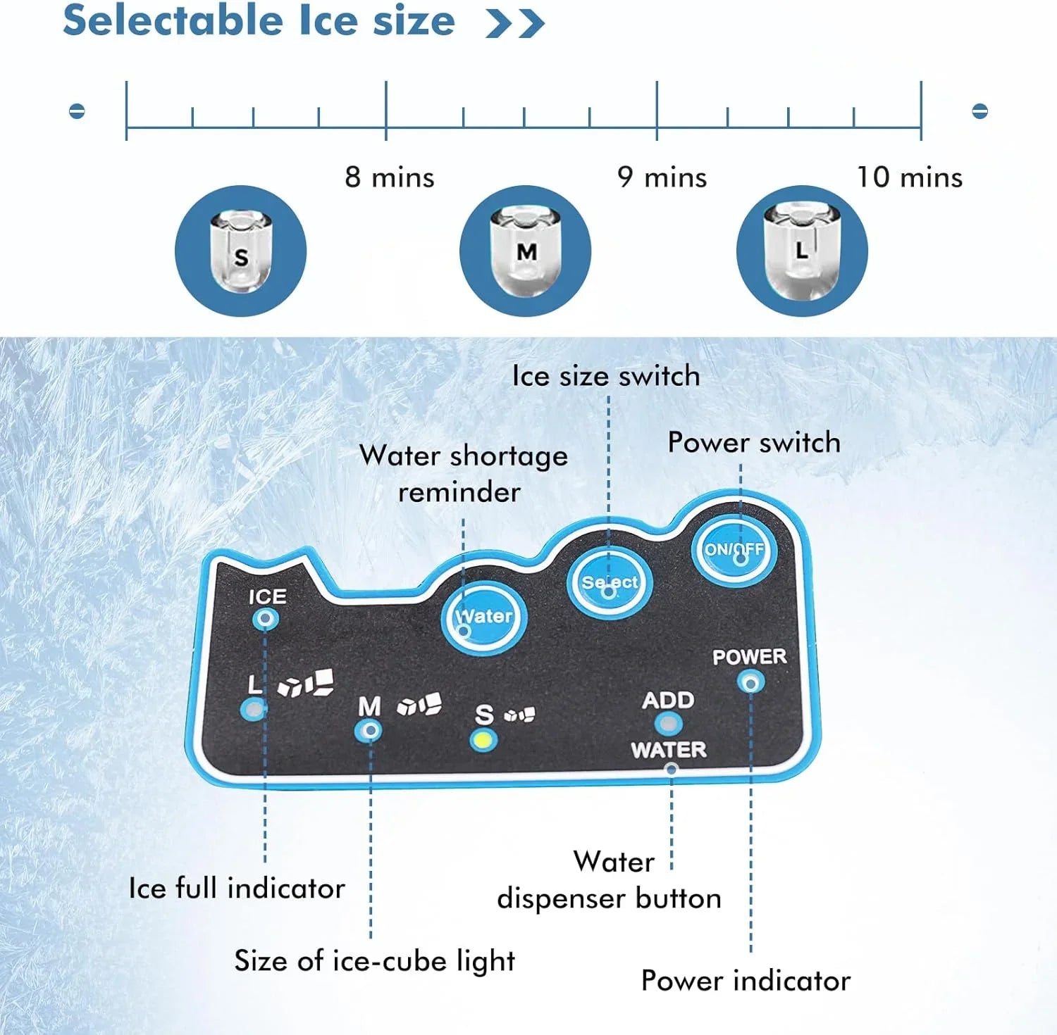 Machine à glaçons de comptoir Costway avec distributeur d'eau, 3 tailles de glaçons en forme de balle, 48 lb/jour