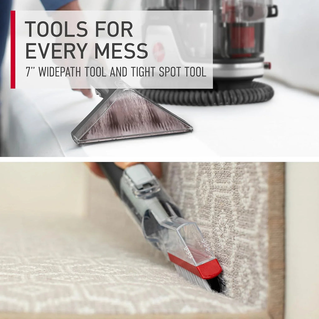 Nettoyeur de tapis et de tissus d'ameublement portable Hoover CleanSlate Plus avec aspiration puissante et plusieurs outils
