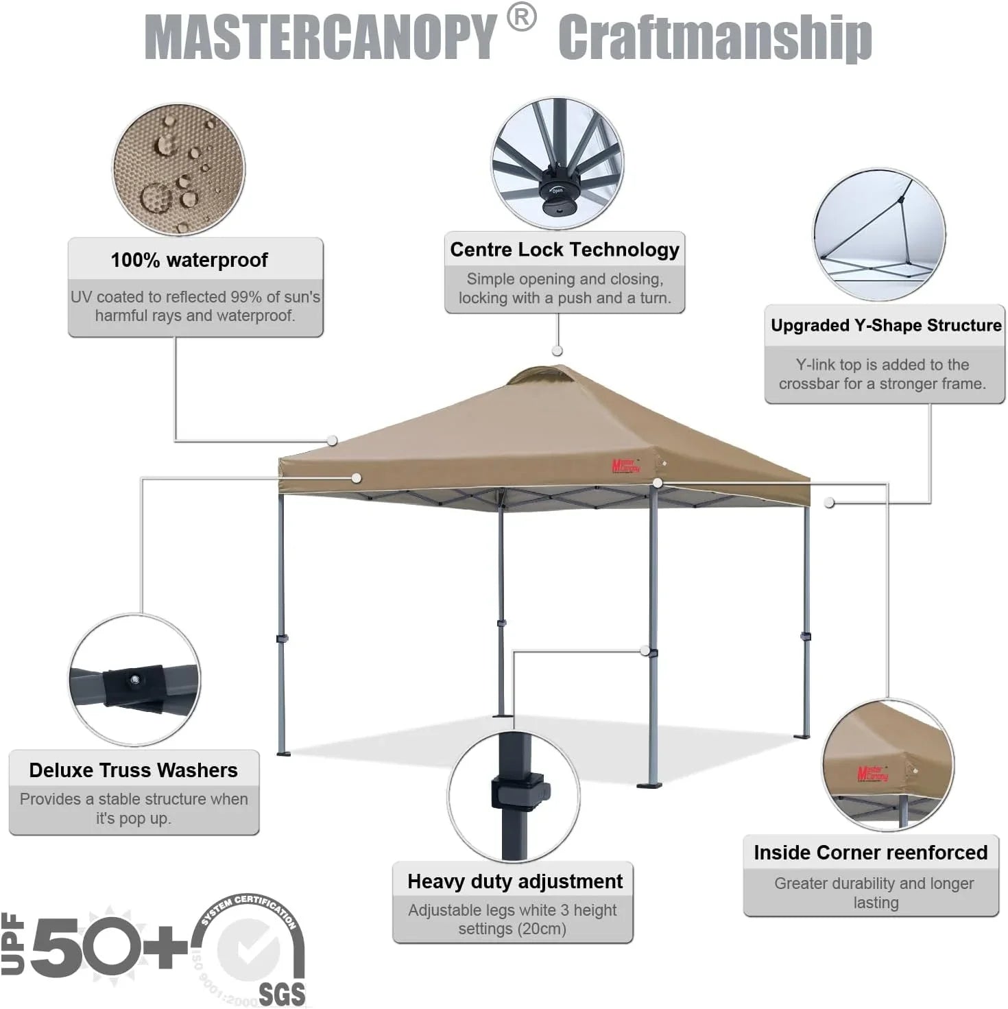 Tente pop-up robuste avec sac à roulettes (10 x 10, noir)