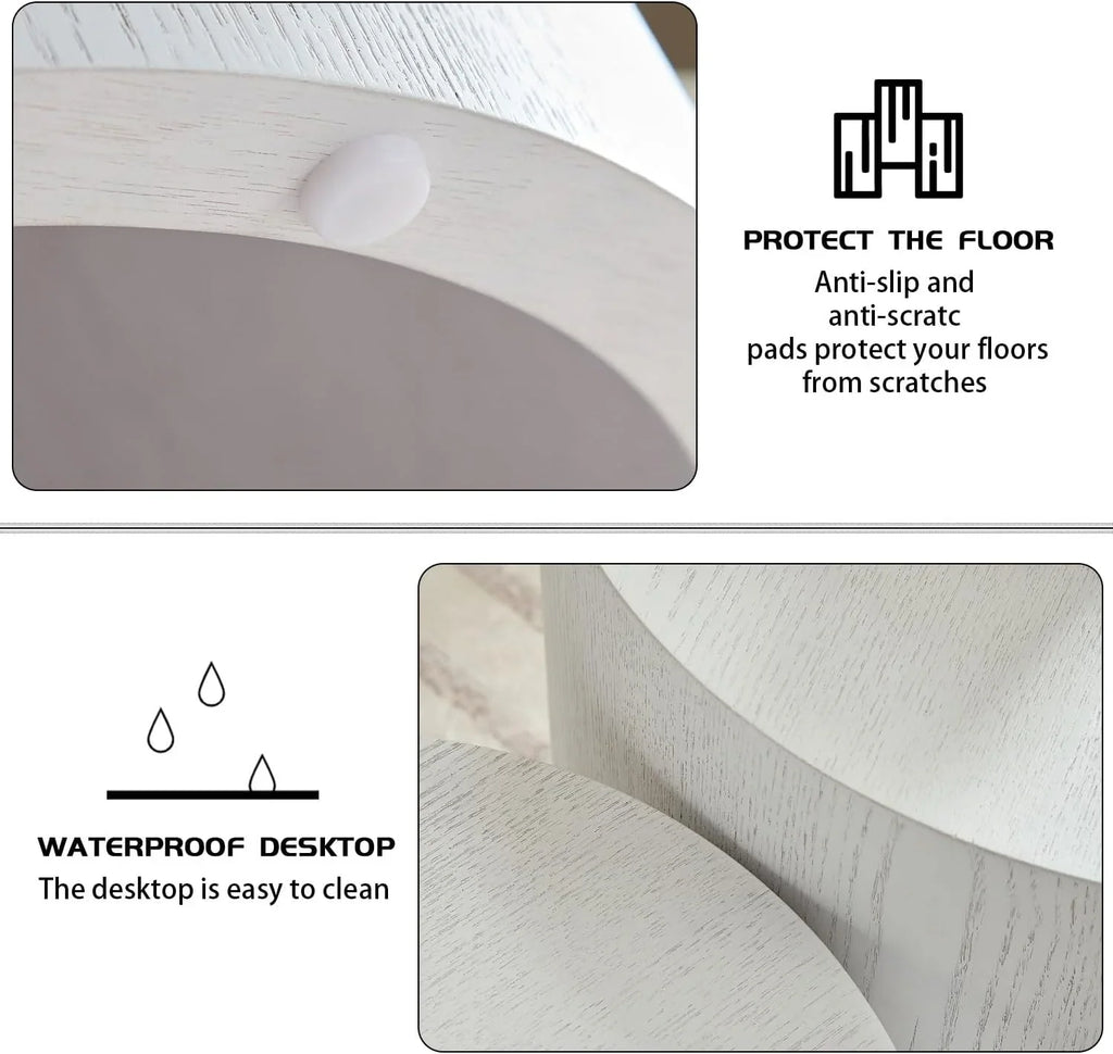 Lot de 2 tables basses gigognes, table basse ronde moderne avec pieds antidérapants, tables d'appoint circulaires en bois de noyer