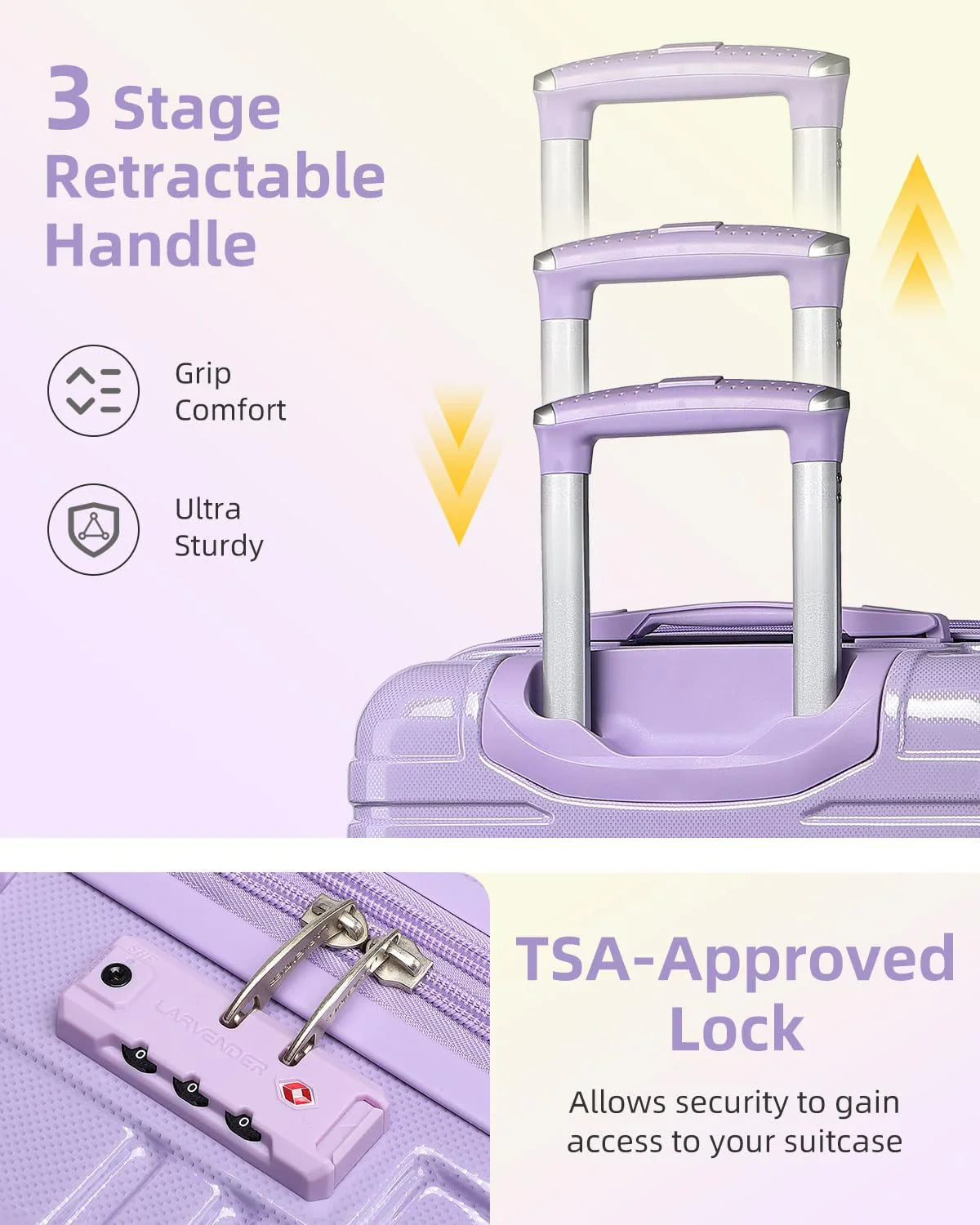 Ensemble de bagages 6 pièces, ensemble de valises rigides extensibles avec roulettes pivotantes, ensemble de bagages à roulettes légers