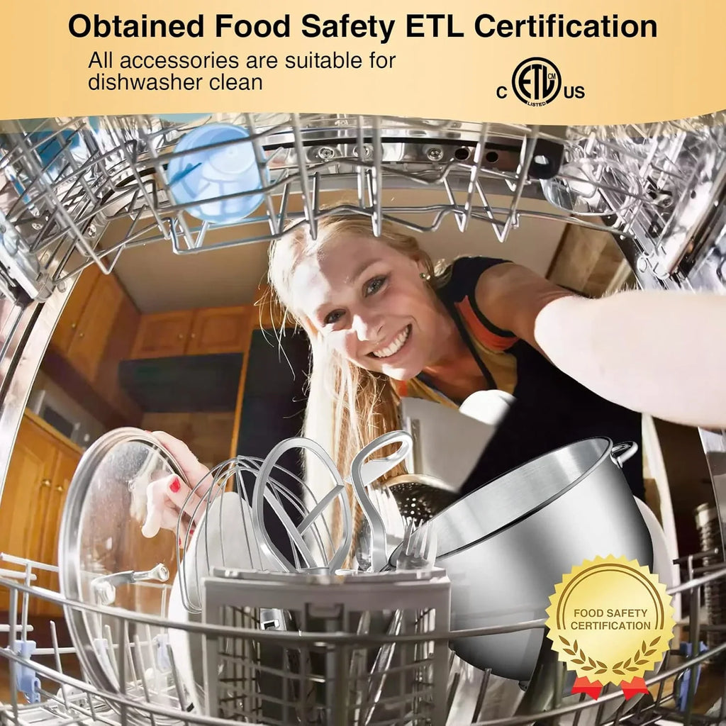 Batteur sur socle 6,5 pintes 660 W 6 vitesses à tête inclinable, batteur électrique de cuisine